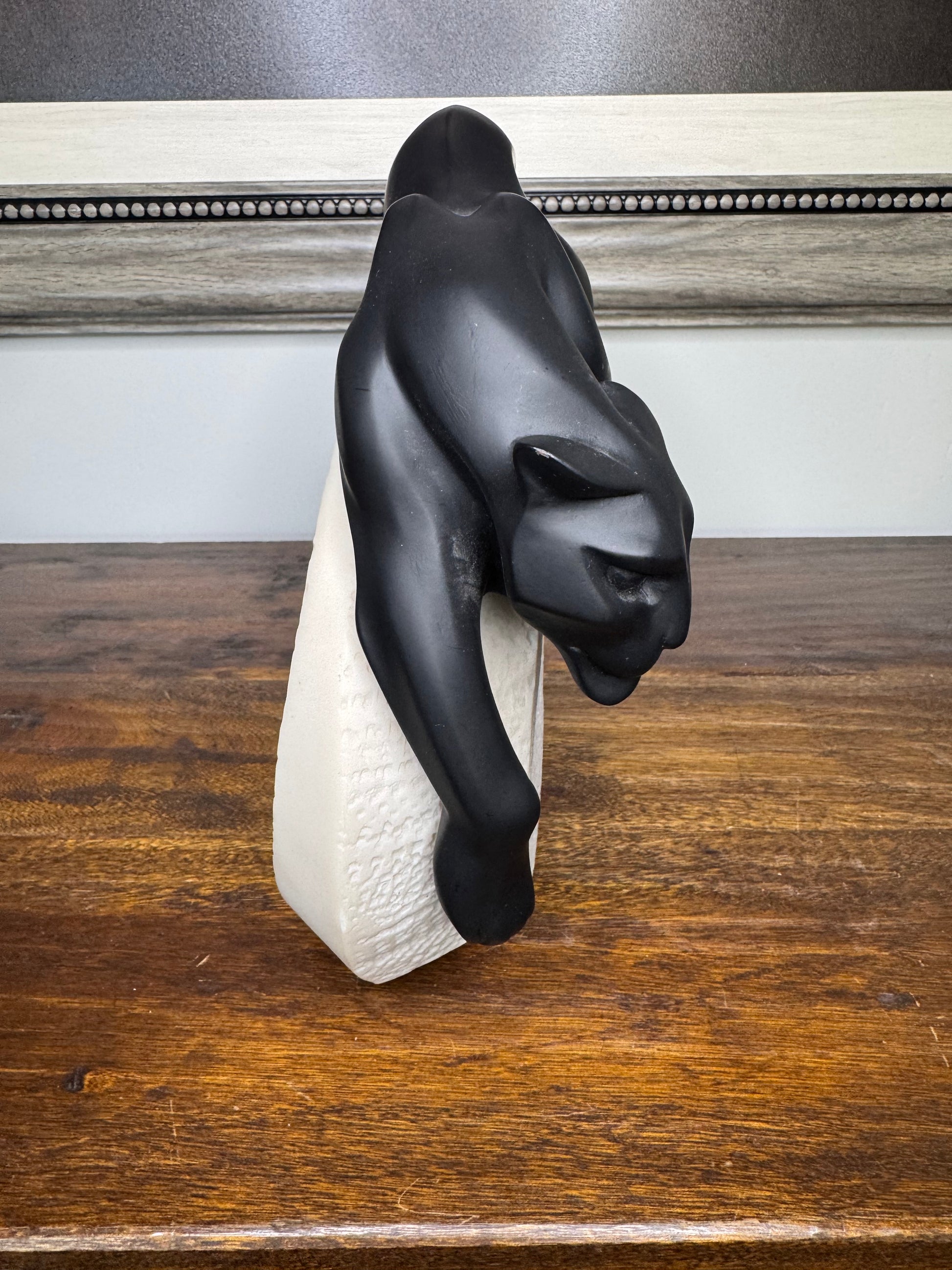Stunning MCM Art Deco Black Panther Sitting on Rock