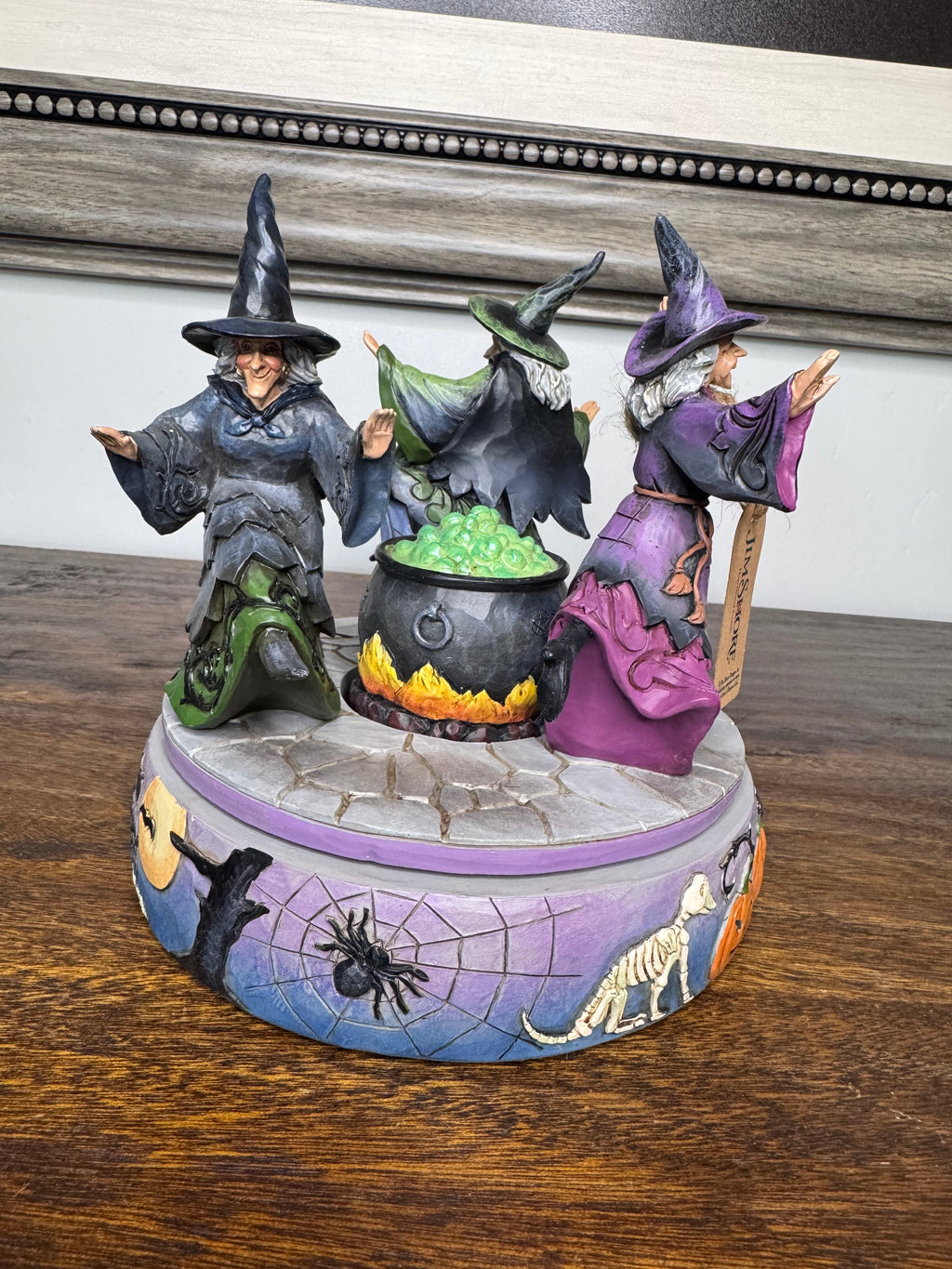 Jim Shore “A Haunting We Will Go” Rotating Witches and Cauldron Figurine