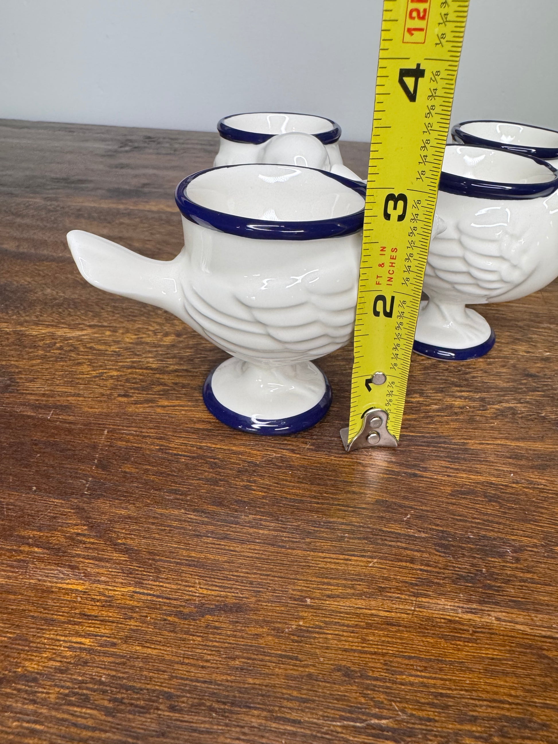 White and Blue Chick Egg Cups Set of 4