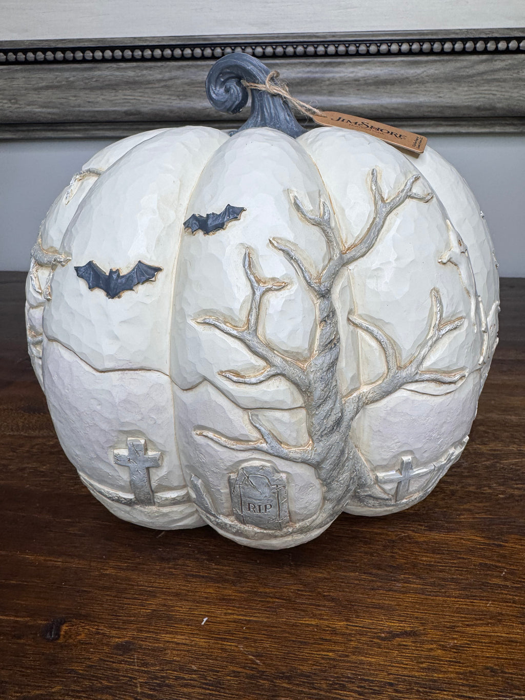 Jim Shore Heartwood Creek Pumpkin with Bats Flying Figurine “A Little Batty”