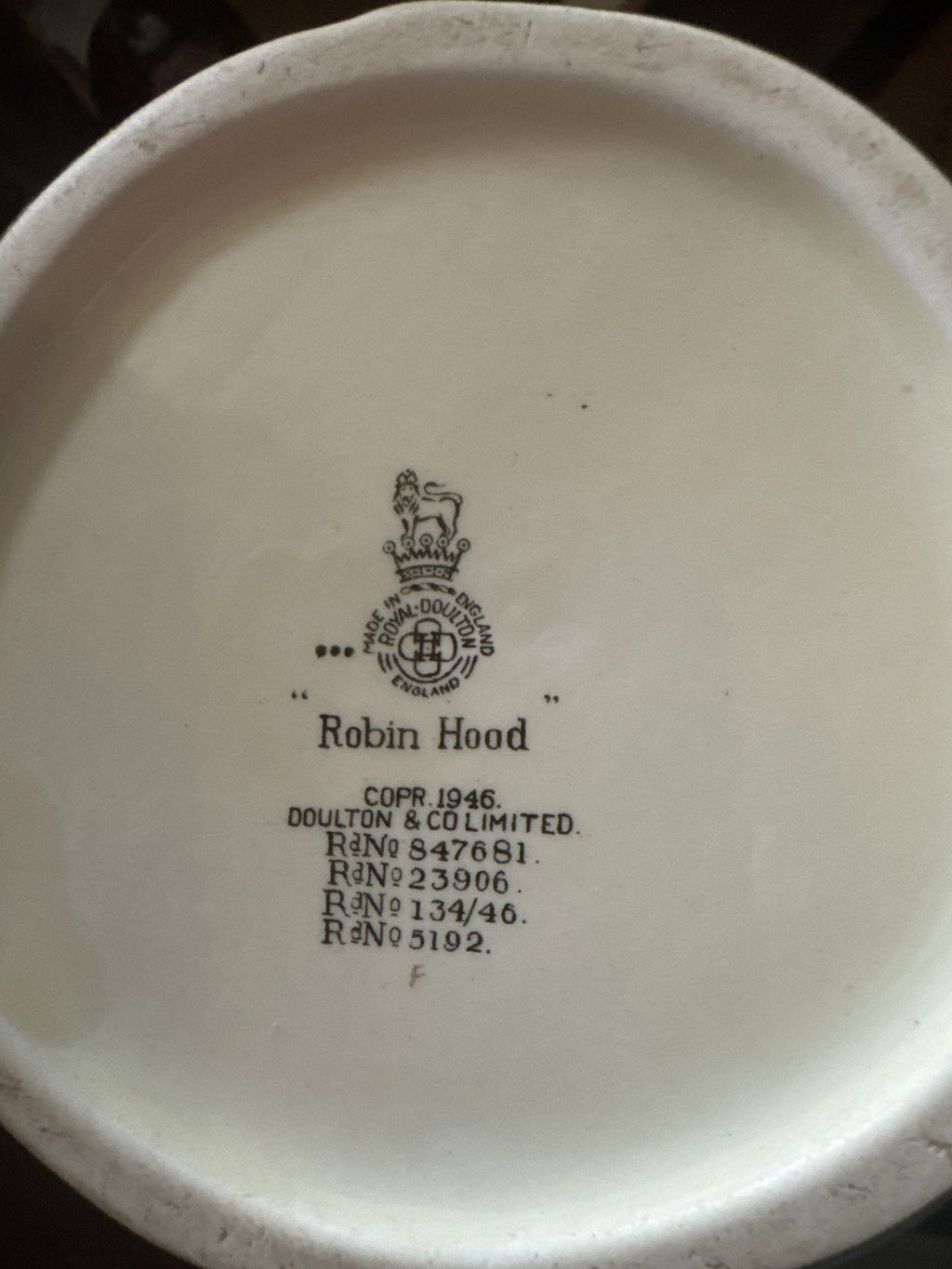 Royal Doulton Robin Hood Toby Jug Vintage 1946
