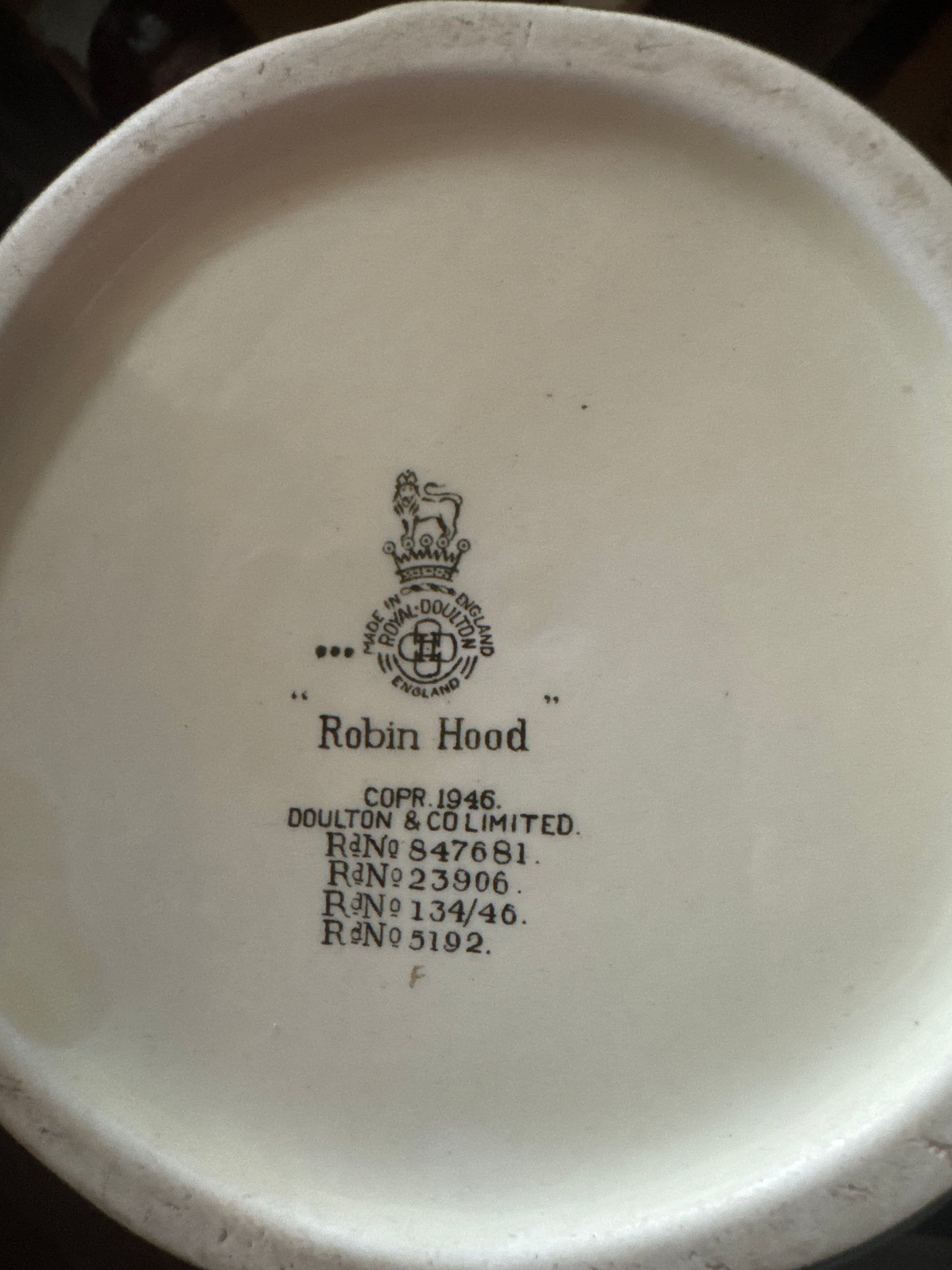 Royal Doulton Robin Hood Toby Jug Vintage 1946