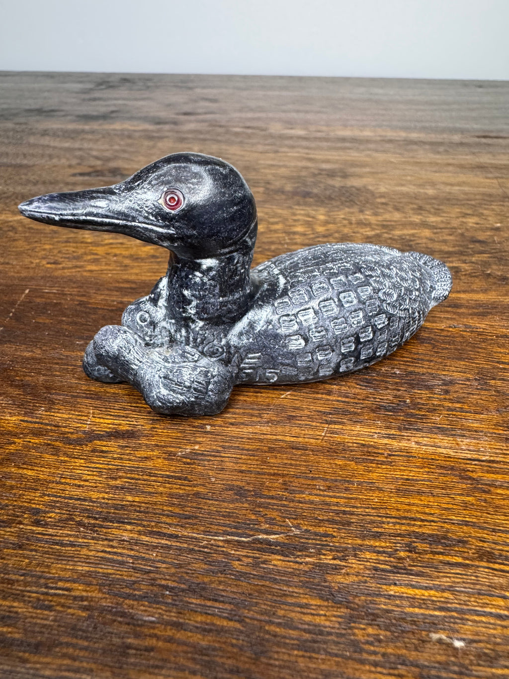 A Wolf Original Soapstone like Inuit Carving of Mother and Babies