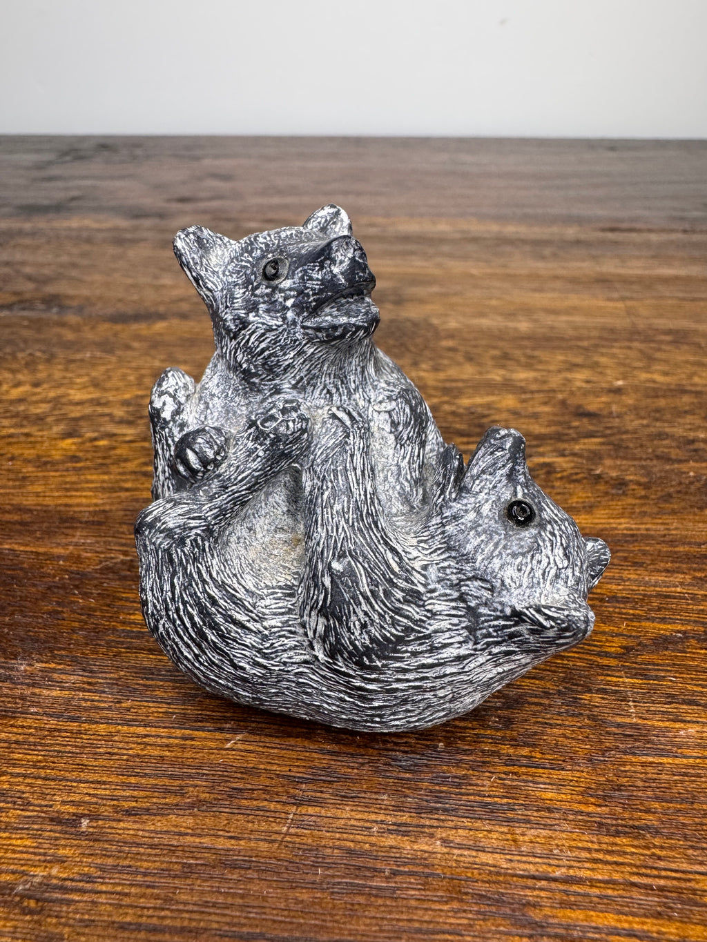 Inuit Soapstone like Carving of Fighting Bear Cubs