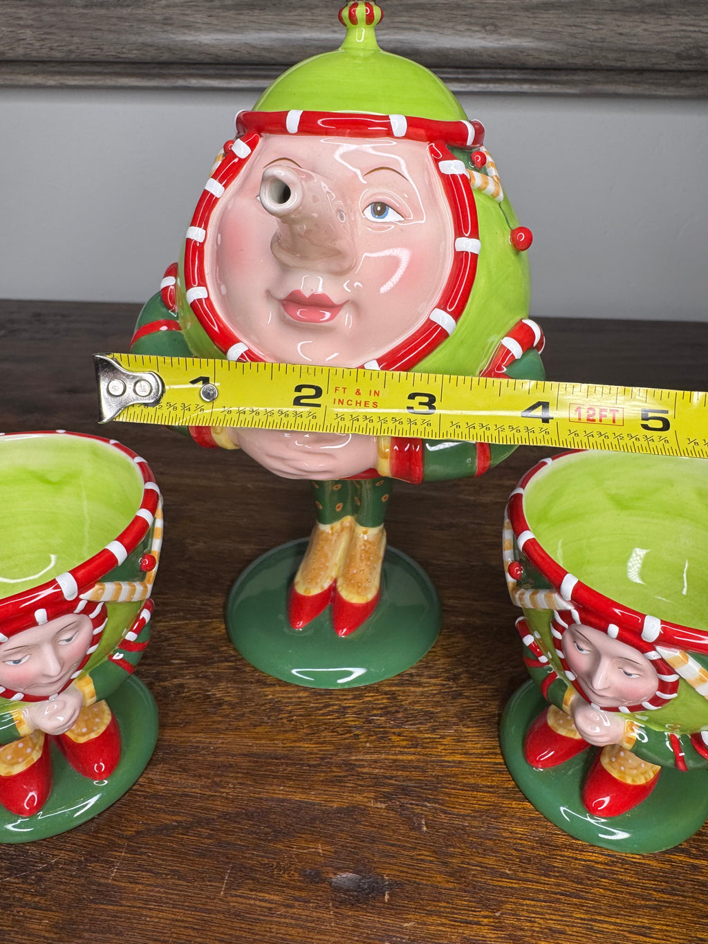 Dept 56 Krinkles by Patience Brewster Teapot w/ 2 Tea Cups