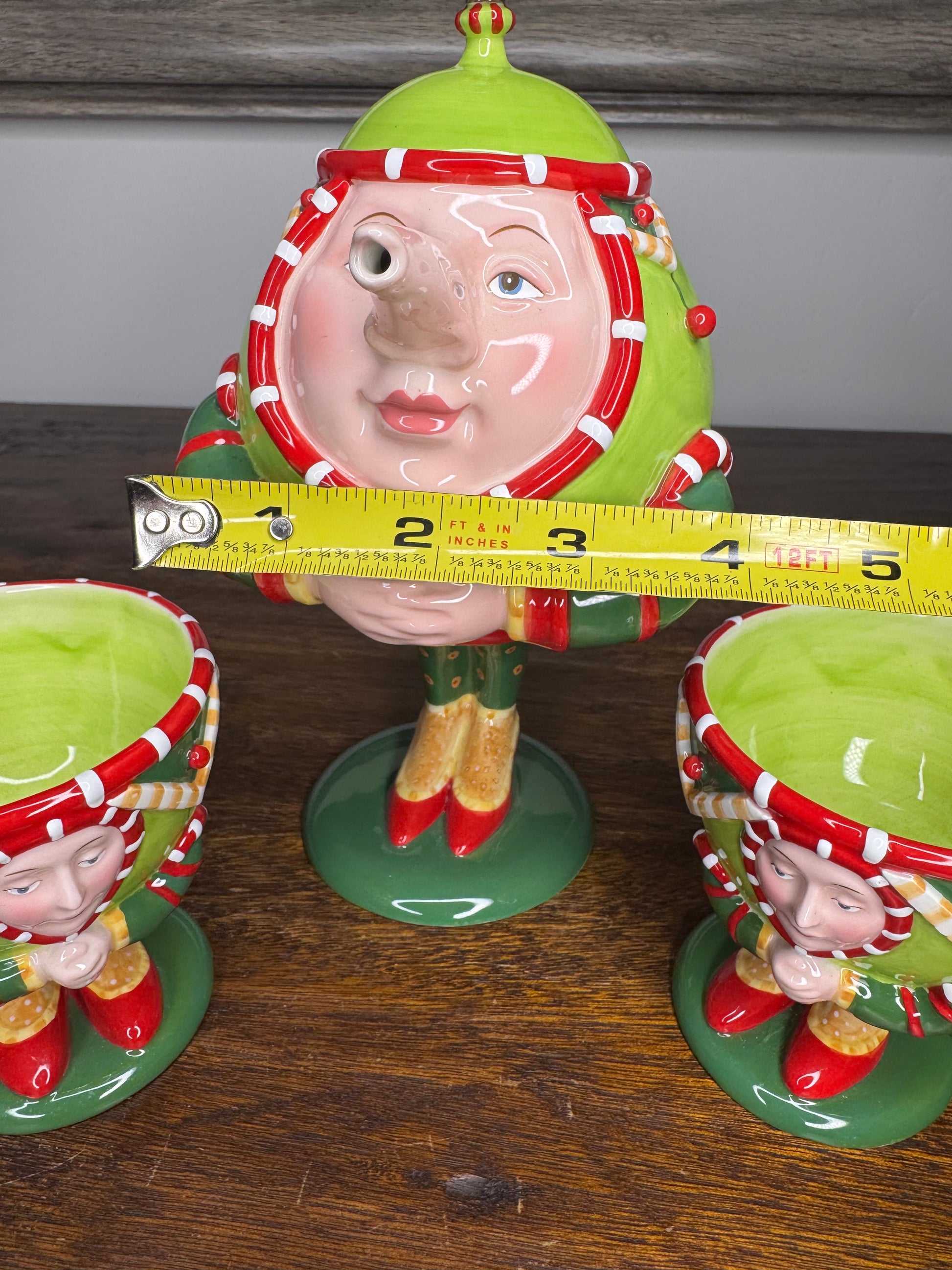 Dept 56 Krinkles by Patience Brewster Teapot w/ 2 Tea Cups