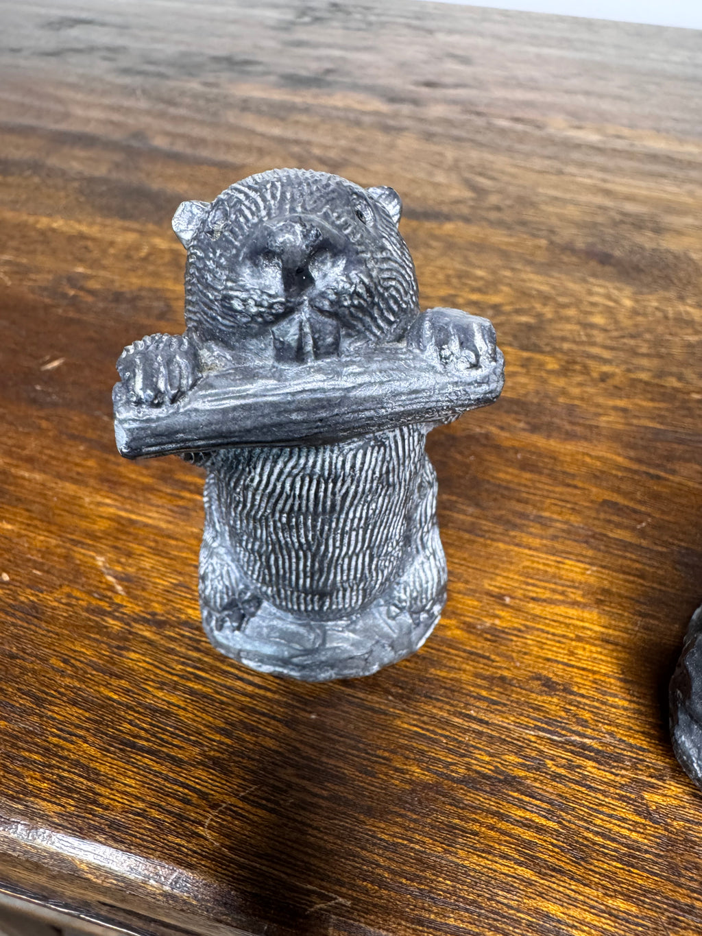 Set of 2 Soapstone Like Beavers by A Wolf Sculpture Original Canada