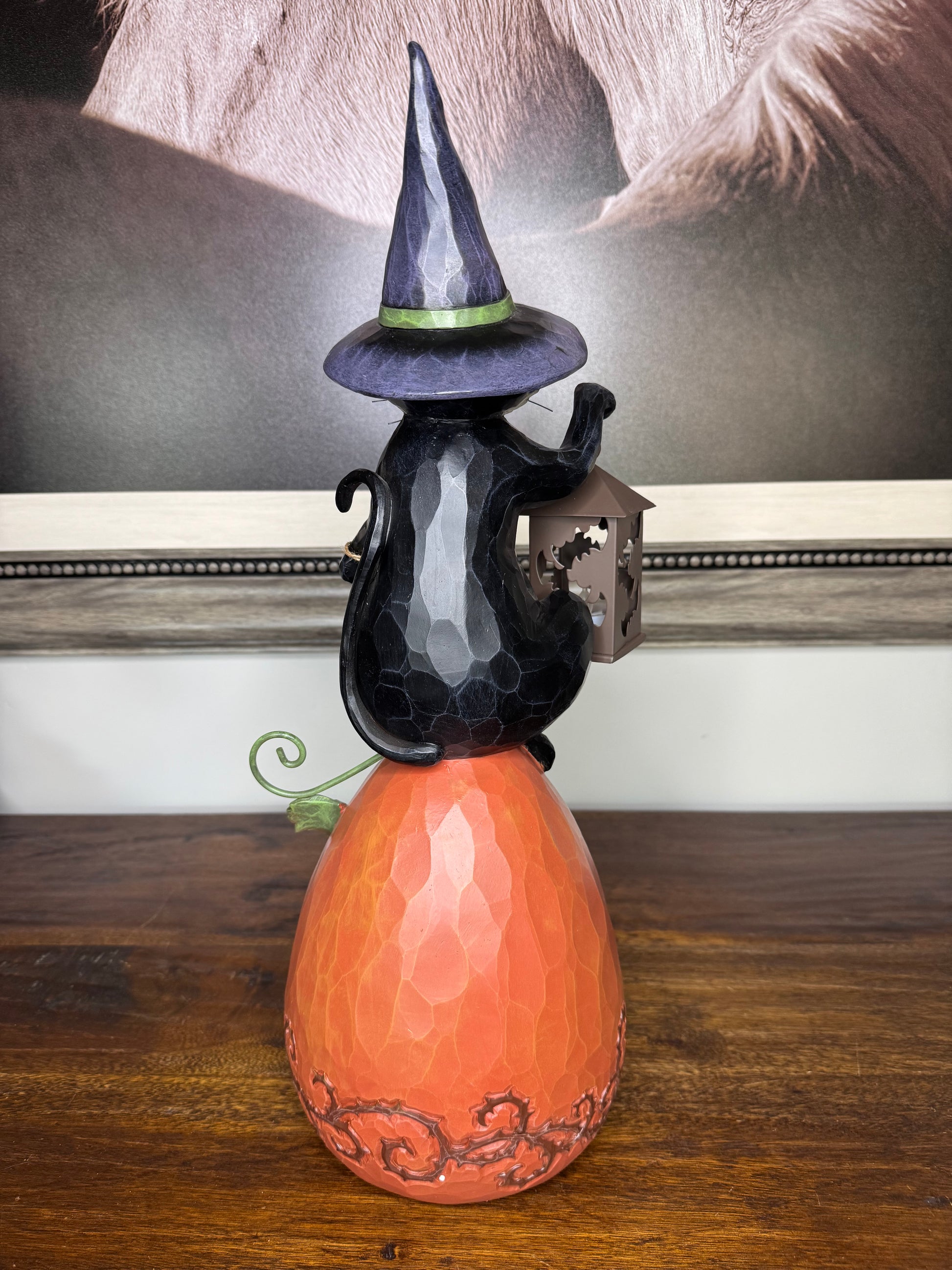 Jim Shore Heartwood Creek Black Cat Sitting on Jack O Lantern