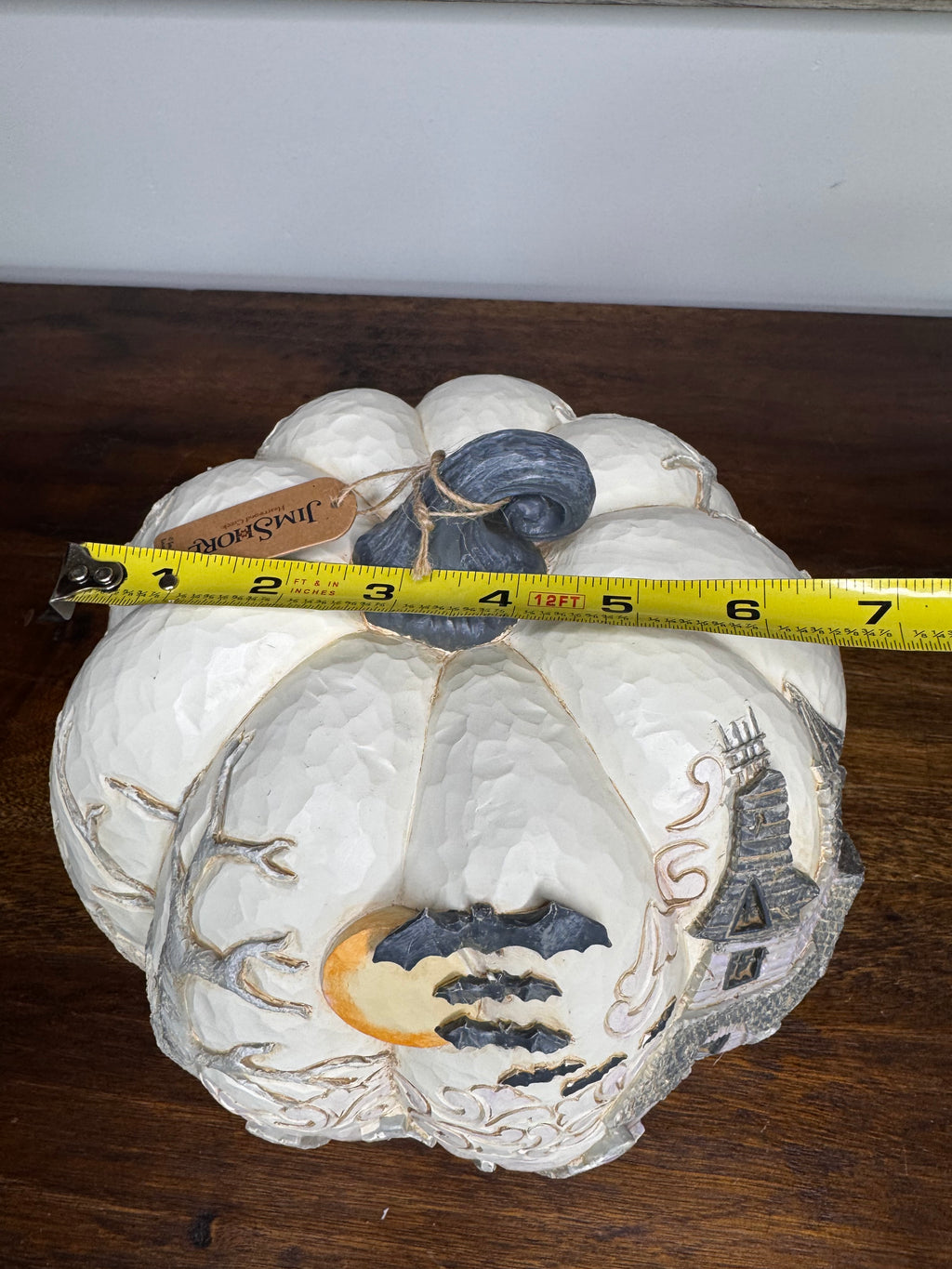 Jim Shore Heartwood Creek Pumpkin with Bats Flying Figurine “A Little Batty”