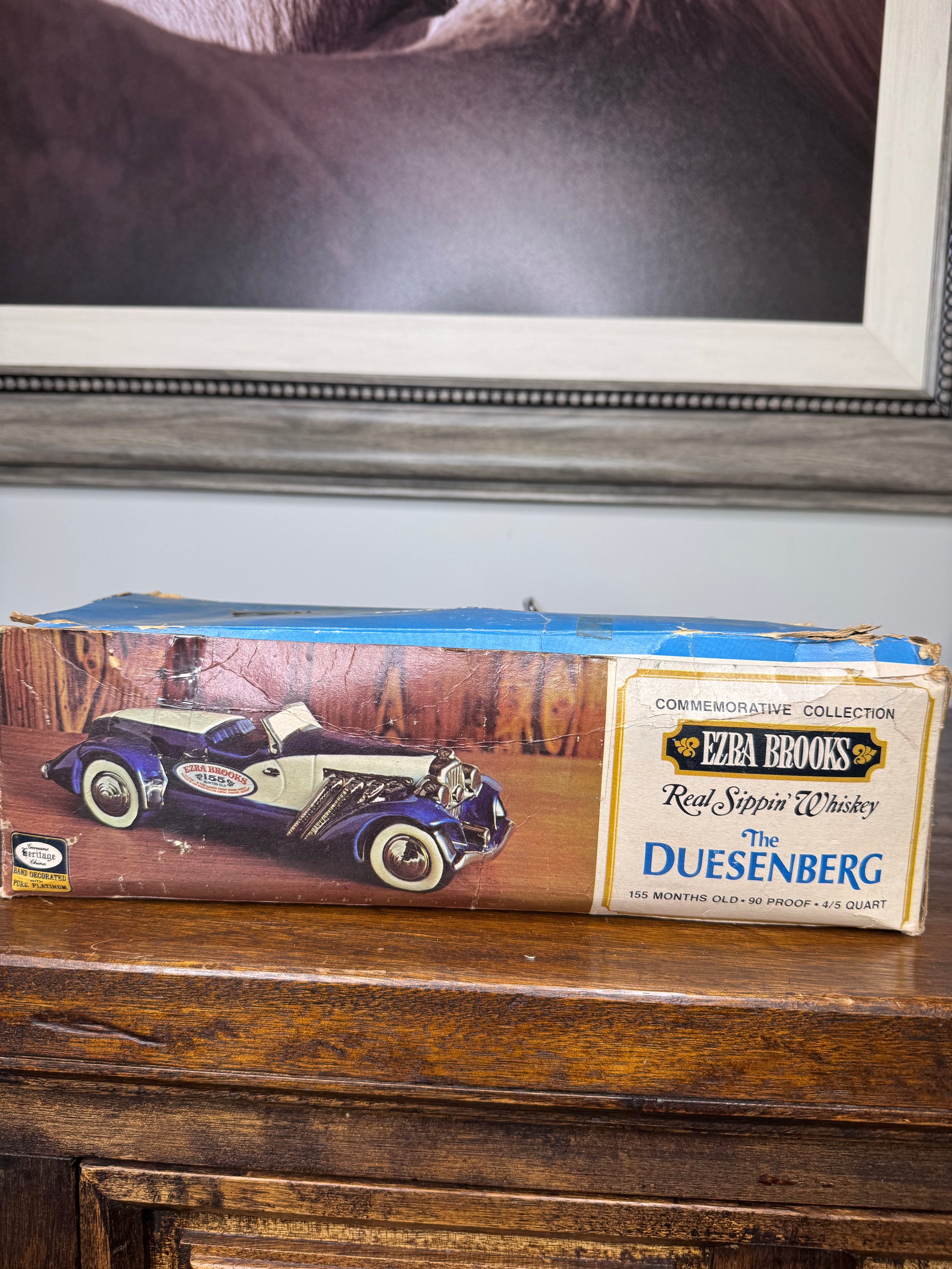 Vintage 1971 Ezra Brooks Duesenberg Decanter w/ Original Box