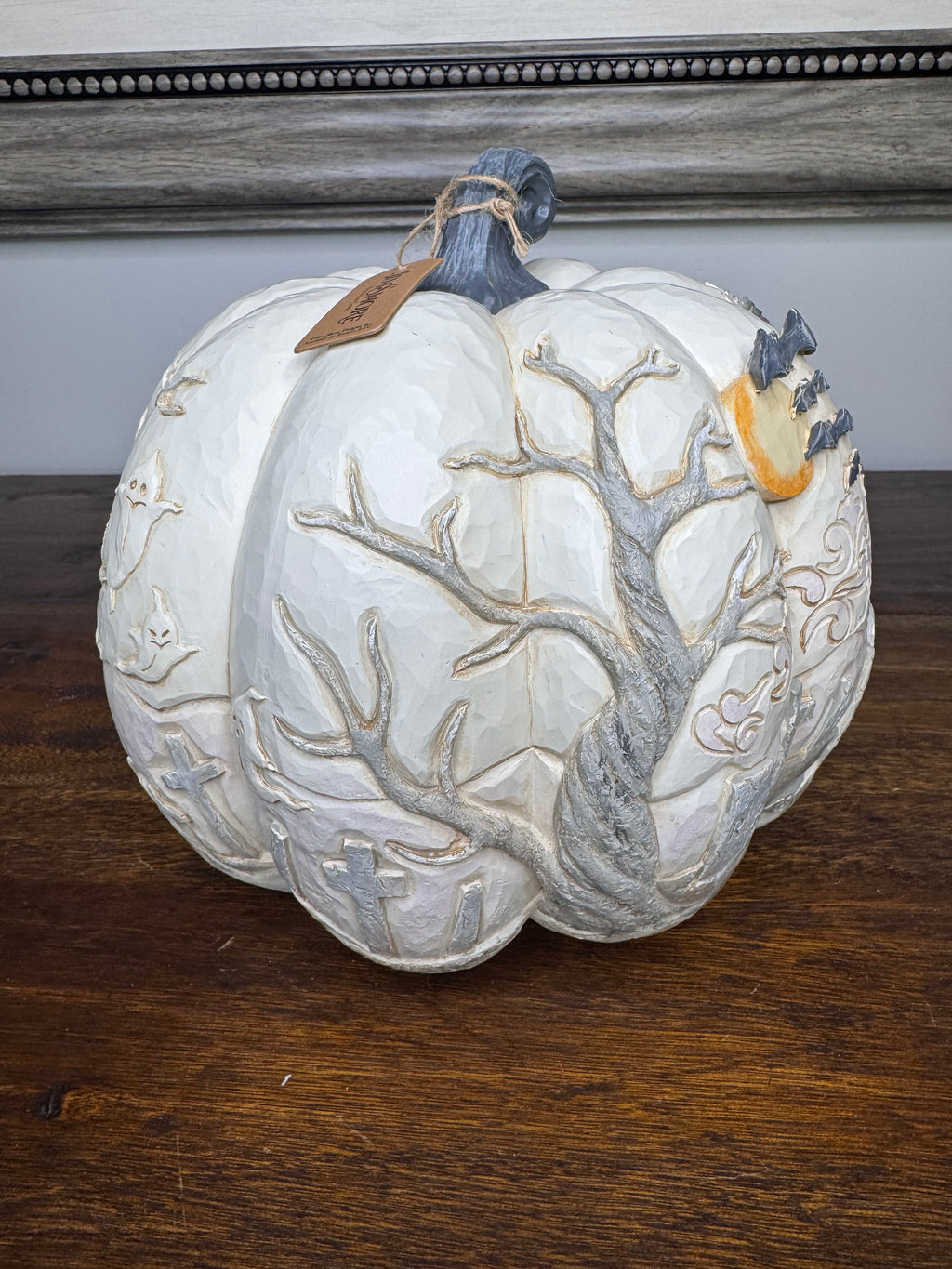 Jim Shore Heartwood Creek Pumpkin with Bats Flying Figurine “A Little Batty”