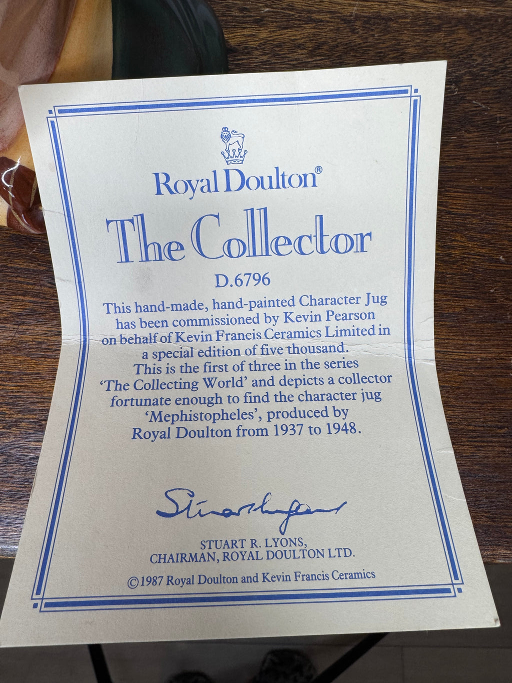 Royal Doulton “The Collector” Mug w/ COA