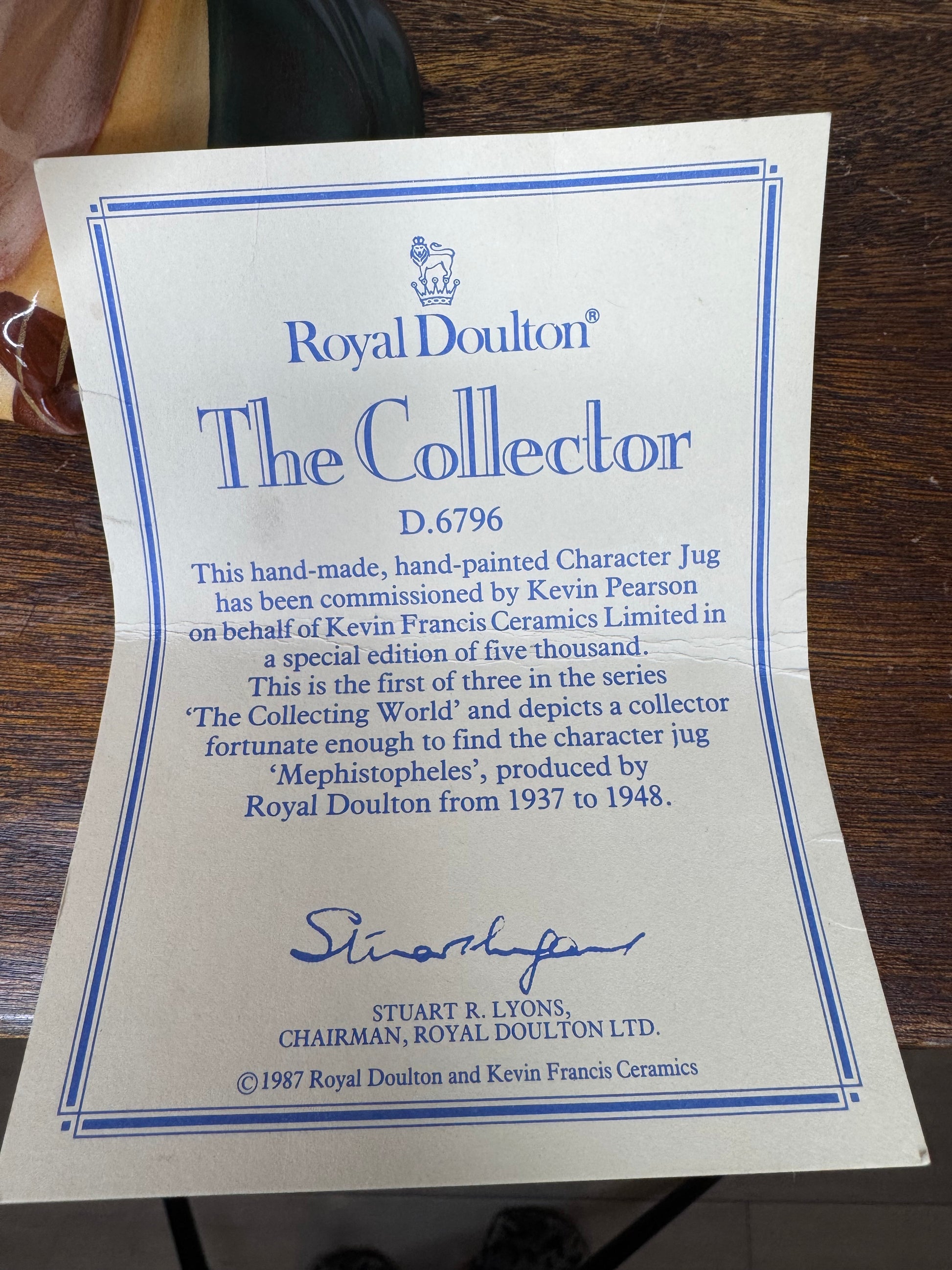 Royal Doulton “The Collector” Mug w/ COA