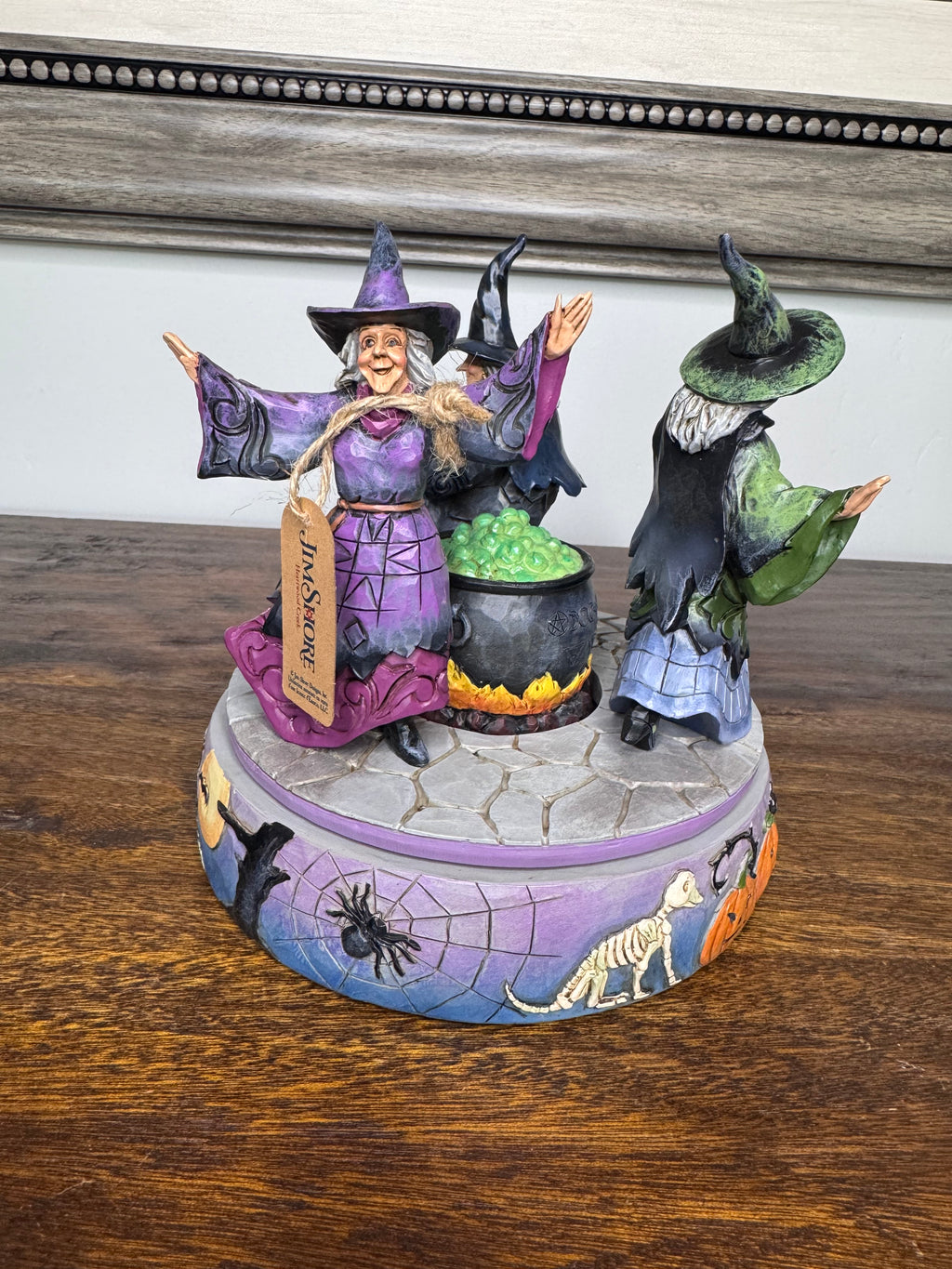 Jim Shore “A Haunting We Will Go” Rotating Witches and Cauldron Figurine