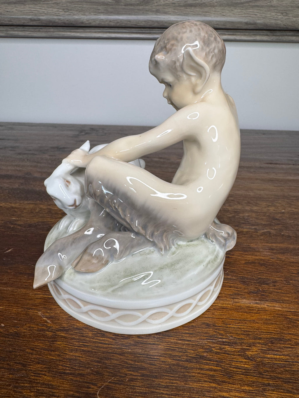 Vintage Royal Copenhagen Faun with Bunny Figurine
