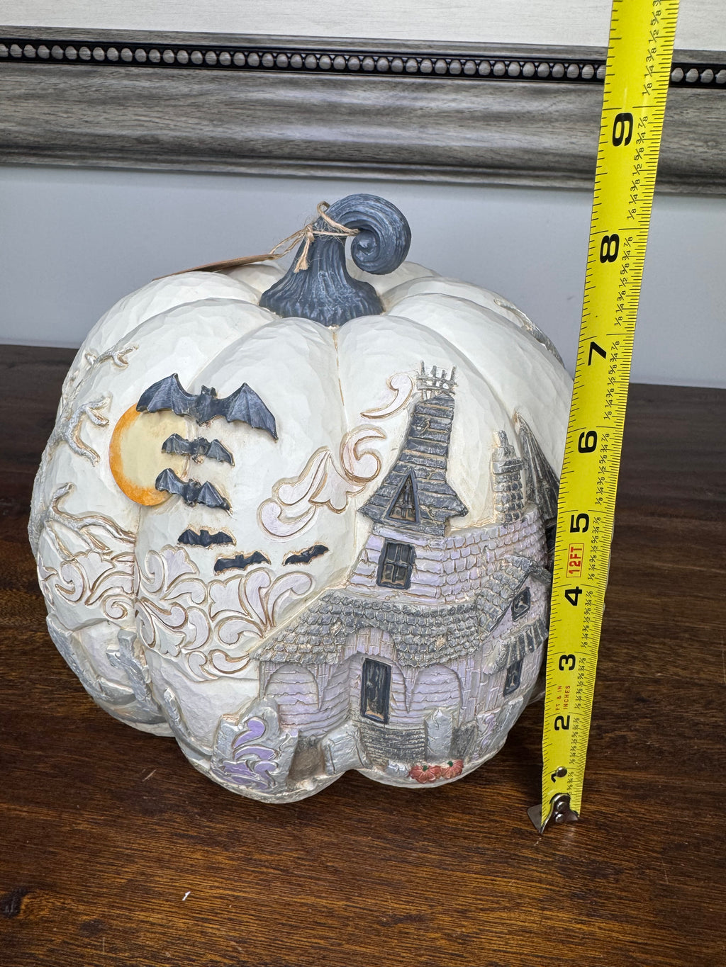 Jim Shore Heartwood Creek Pumpkin with Bats Flying Figurine “A Little Batty”