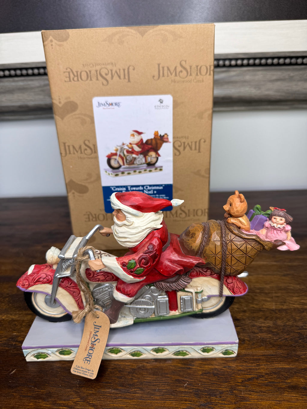 Jim Shore Heartwood Creek “Cruisin Towards Christmas” Santa Riding a Motorcycle