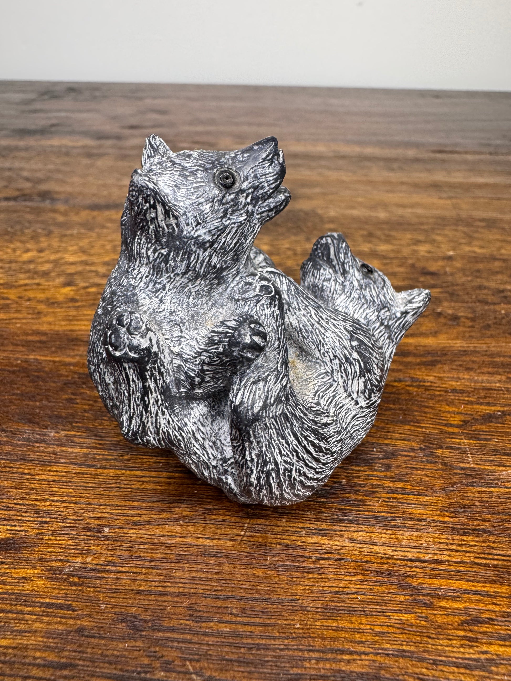 Inuit Soapstone like Carving of Fighting Bear Cubs