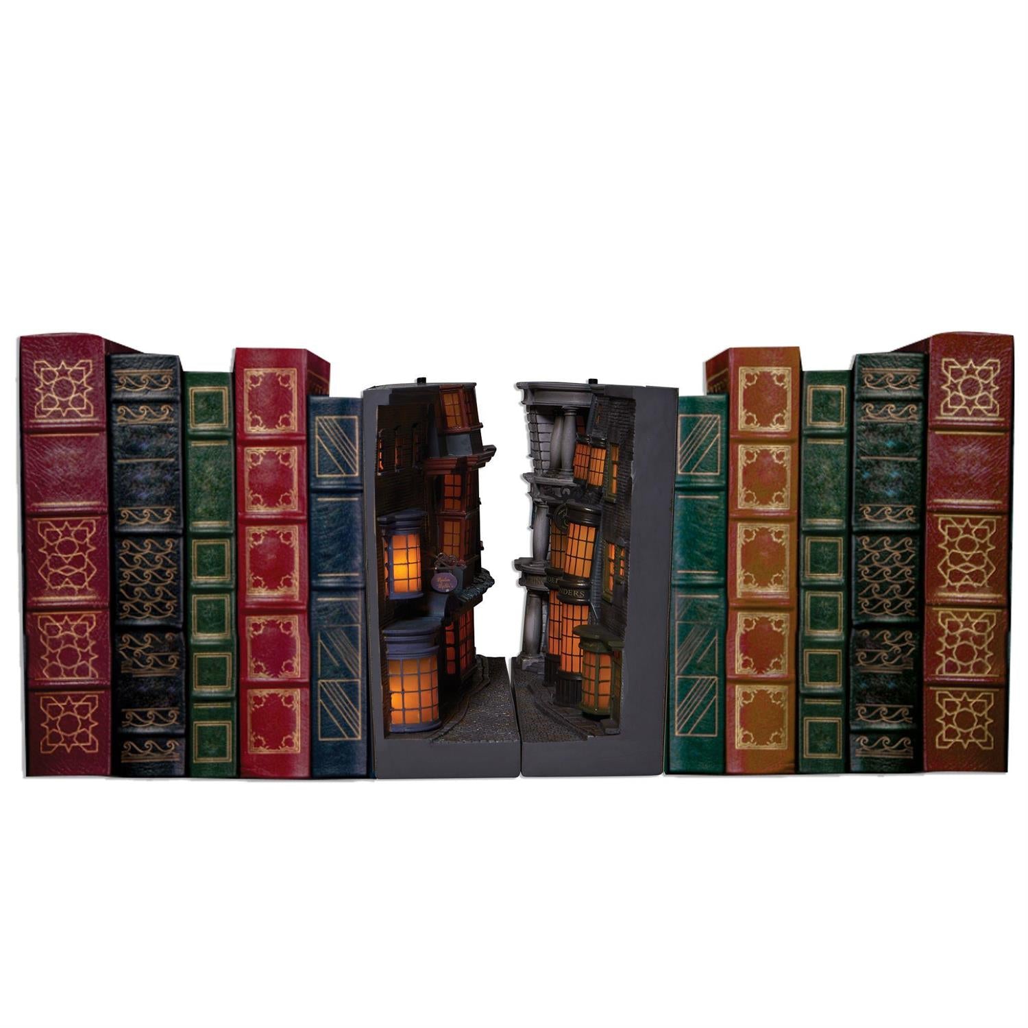 NIB Harry Potter Diagon Ally Light Up Bookends Wizarding World of Harry Potter