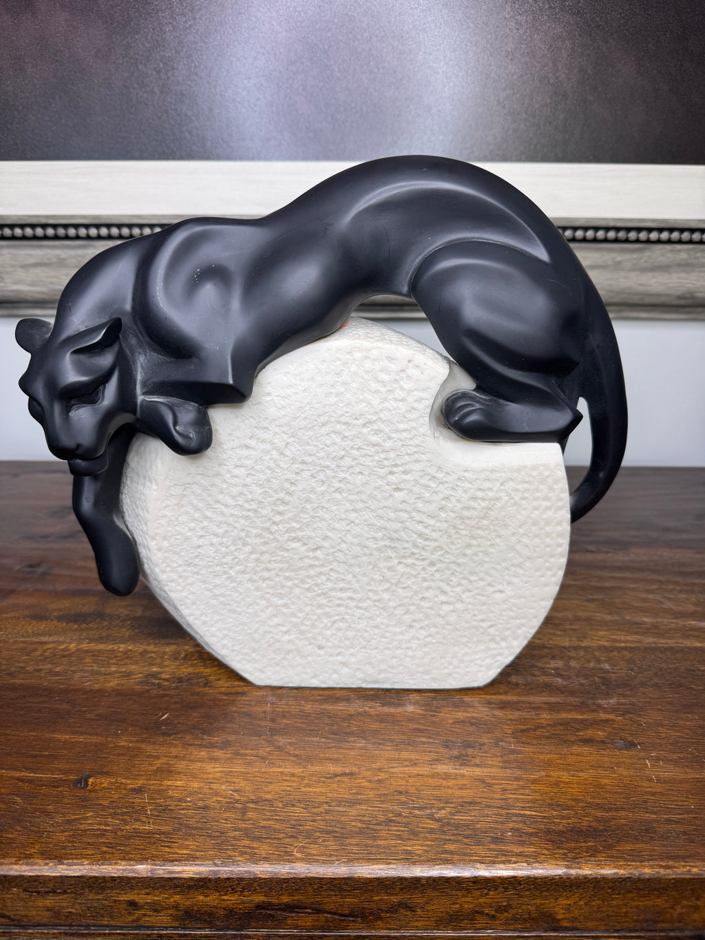 Stunning MCM Art Deco Black Panther Sitting on Rock