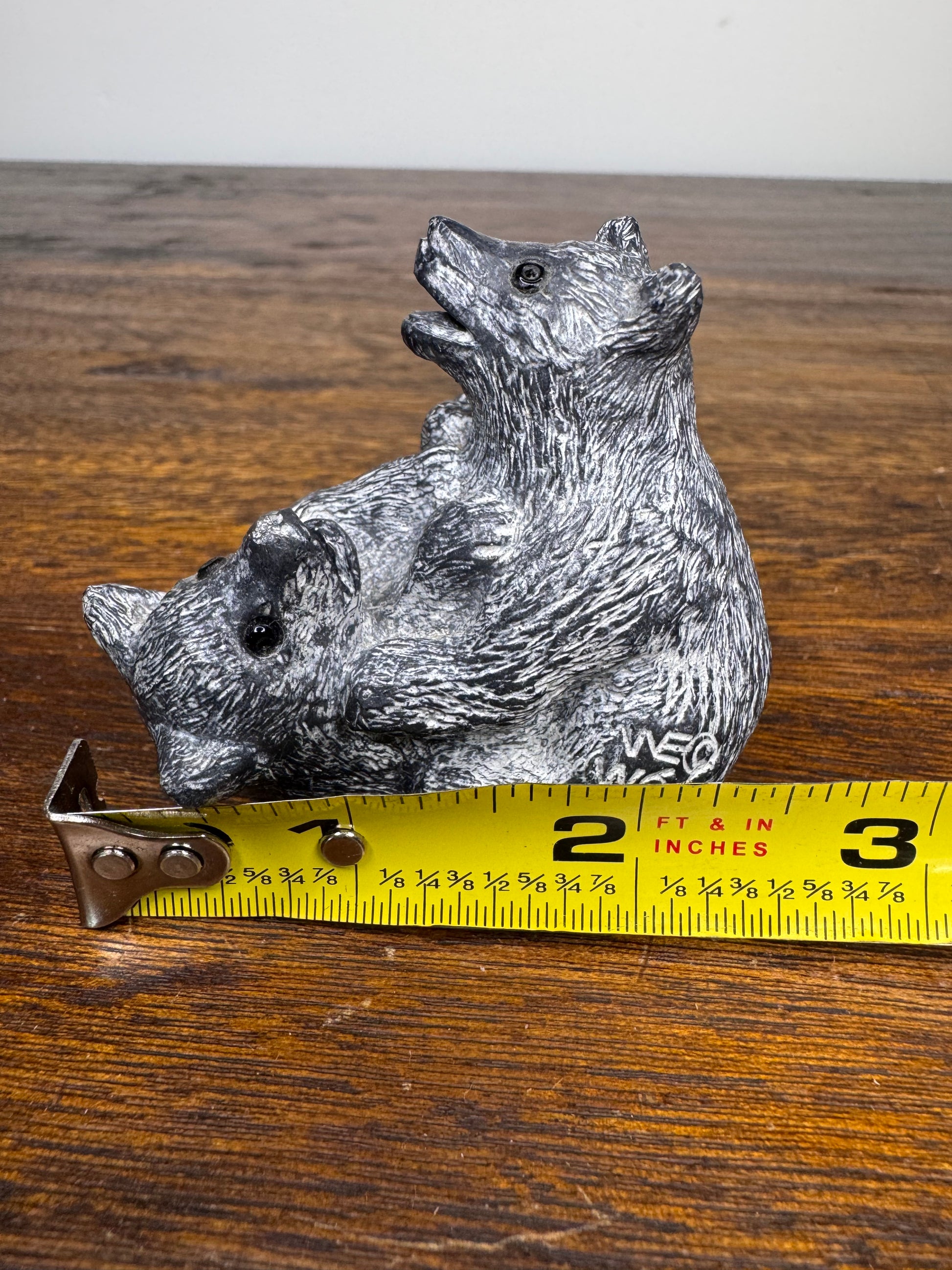 Inuit Soapstone like Carving of Fighting Bear Cubs