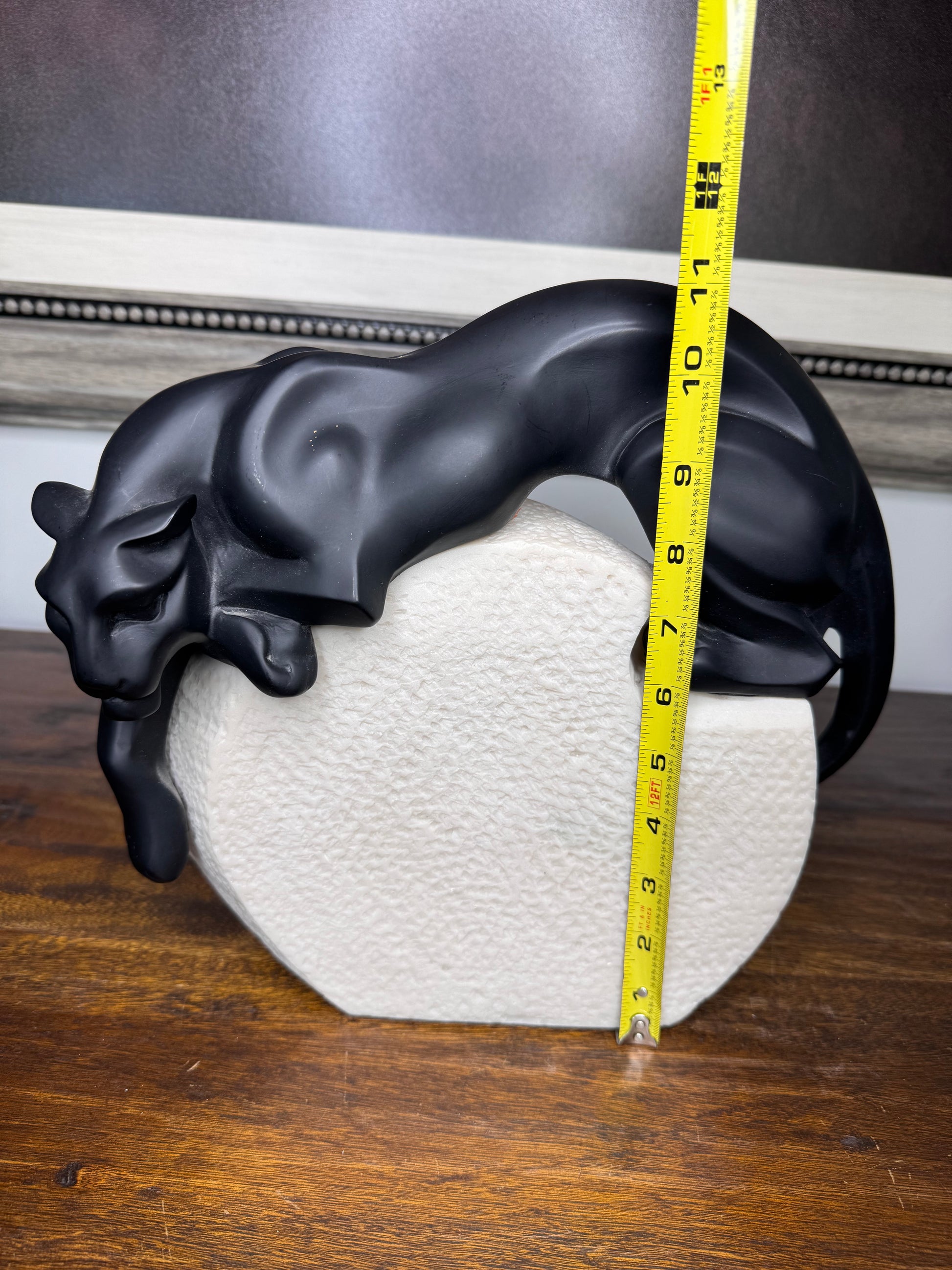 Stunning MCM Art Deco Black Panther Sitting on Rock