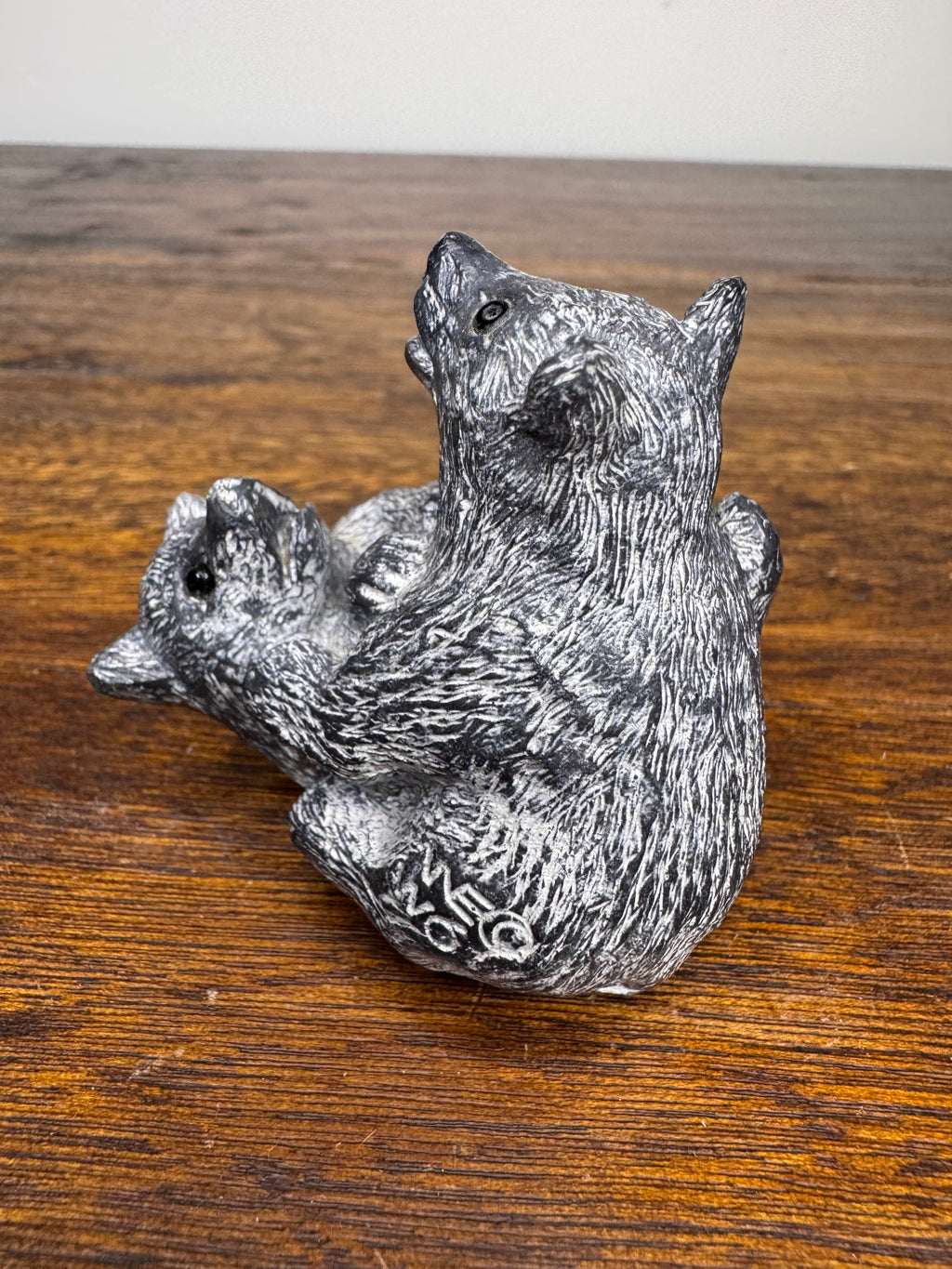 Inuit Soapstone like Carving of Fighting Bear Cubs