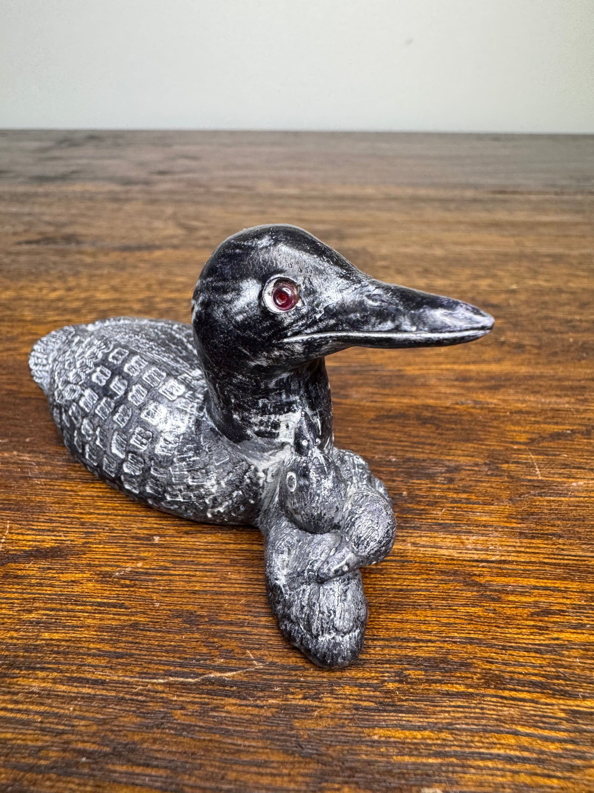 A Wolf Original Soapstone like Inuit Carving of Mother and Babies