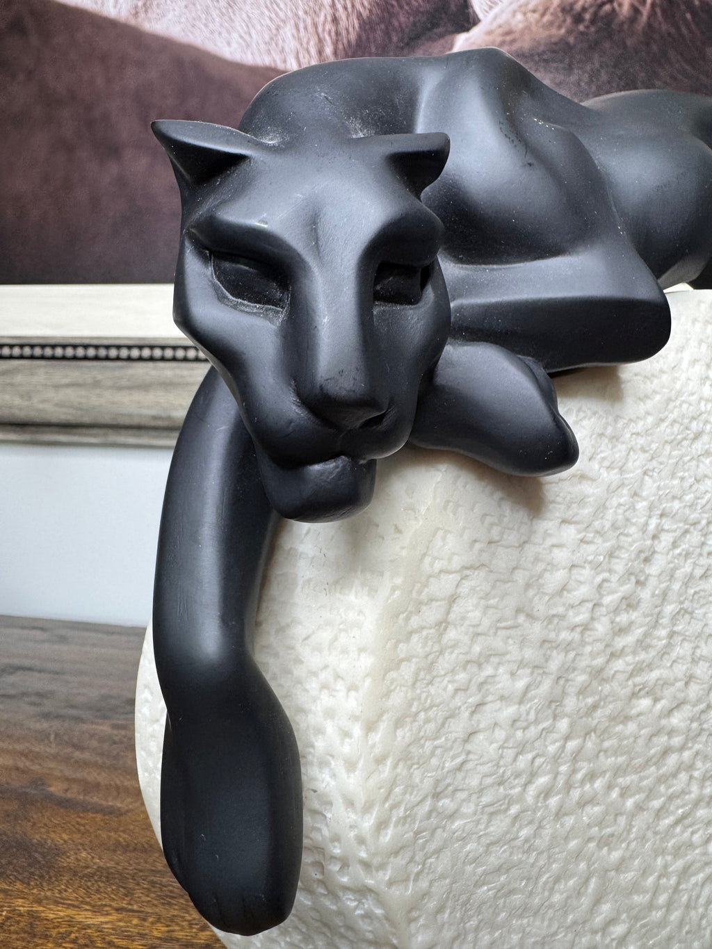 Stunning MCM Art Deco Black Panther Sitting on Rock