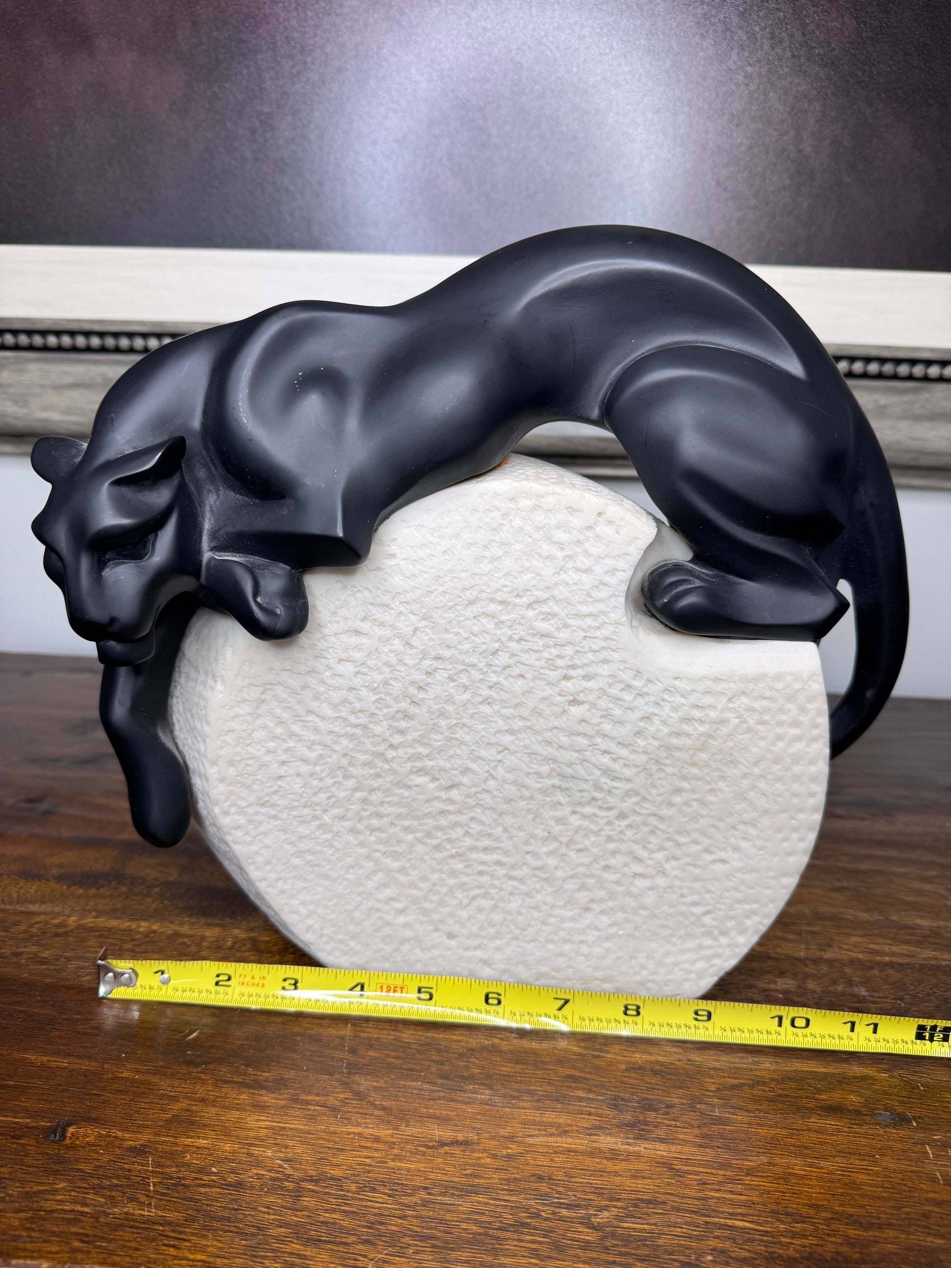 Stunning MCM Art Deco Black Panther Sitting on Rock