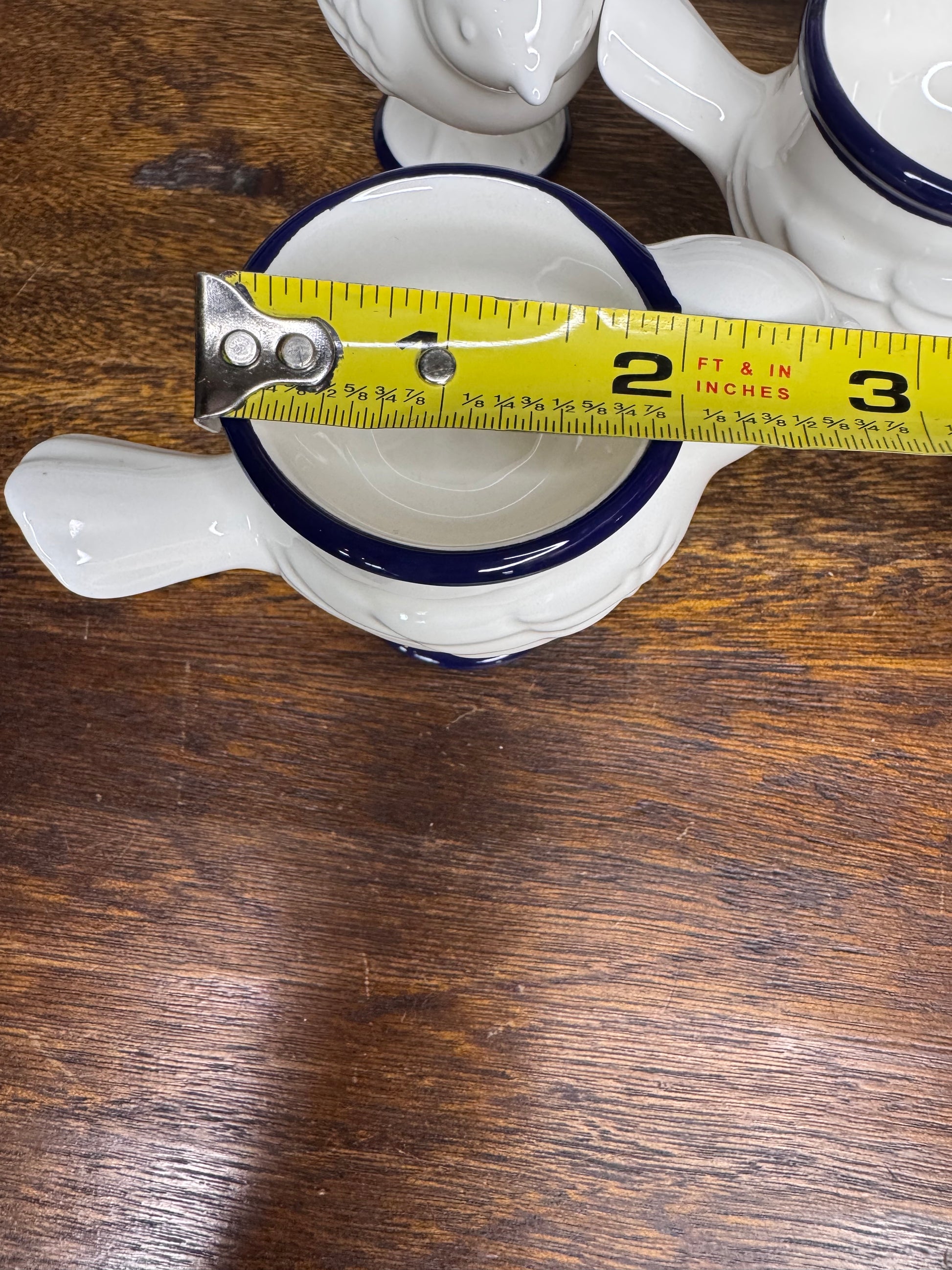 White and Blue Chick Egg Cups Set of 4