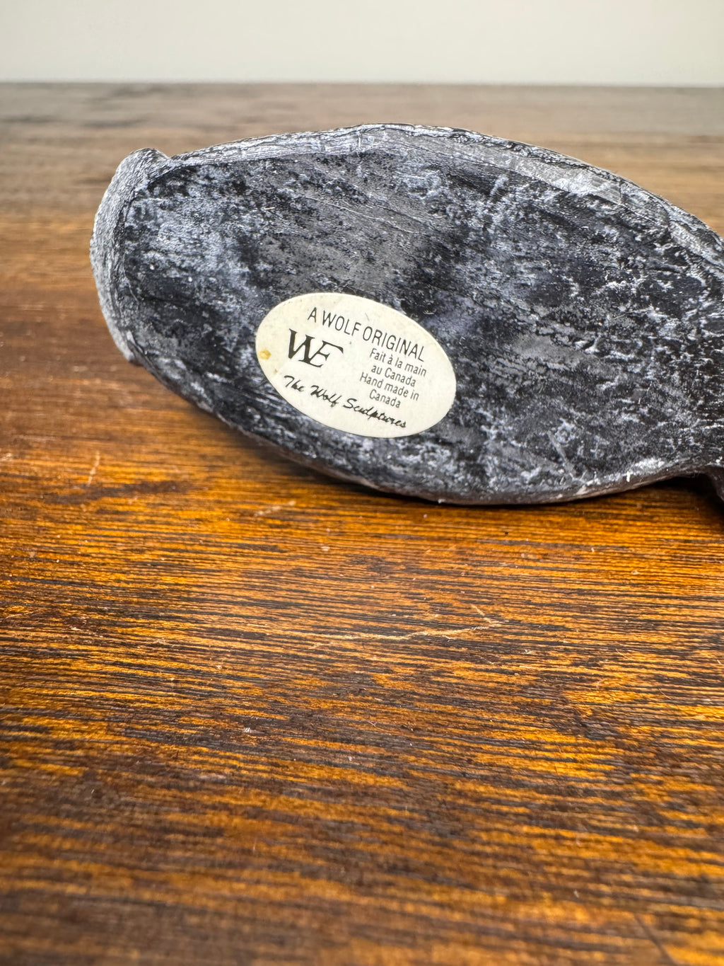 A Wolf Original Soapstone like Inuit Carving of Mother and Babies