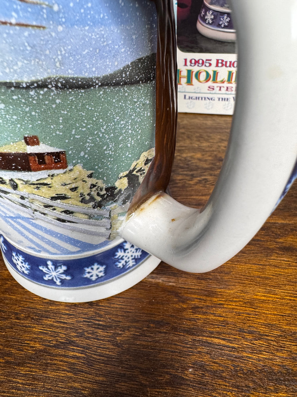 1995 Anheuser-Busch Budweiser Holiday Stein “Lighting the Way Home” w/ Original Box