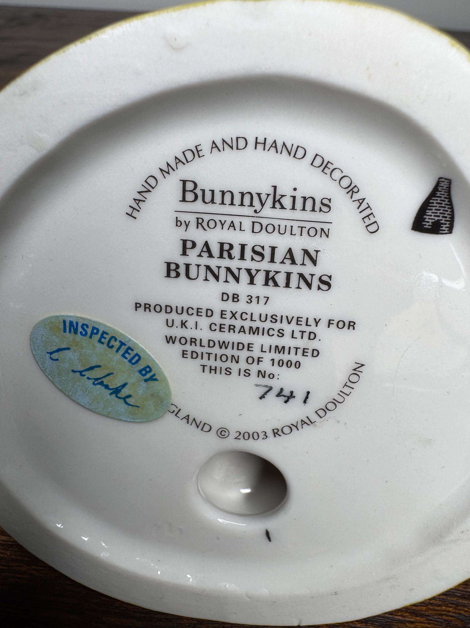 2003 Limited Edition Royal Doulton Parisian Bunnykins Figurine 741/1000