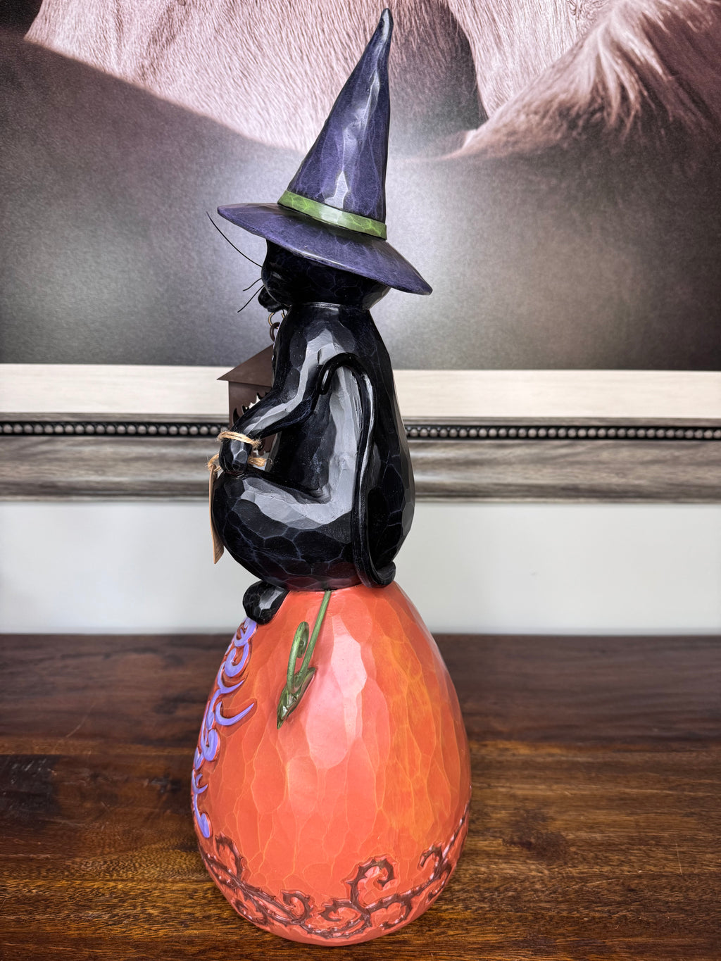 Jim Shore Heartwood Creek Black Cat Sitting on Jack O Lantern