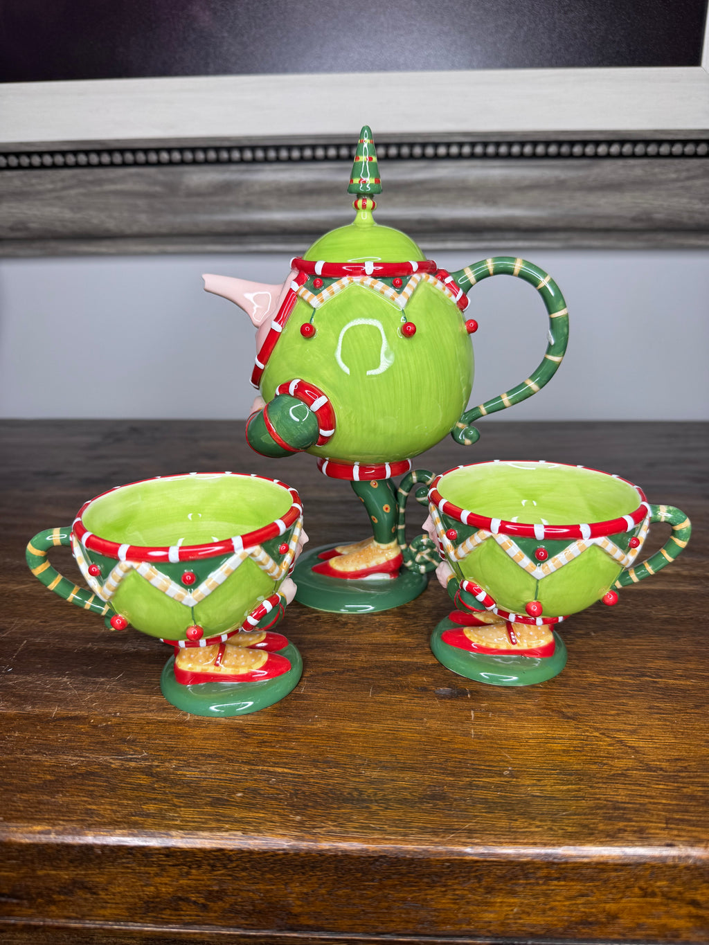 Dept 56 Krinkles by Patience Brewster Teapot w/ 2 Tea Cups