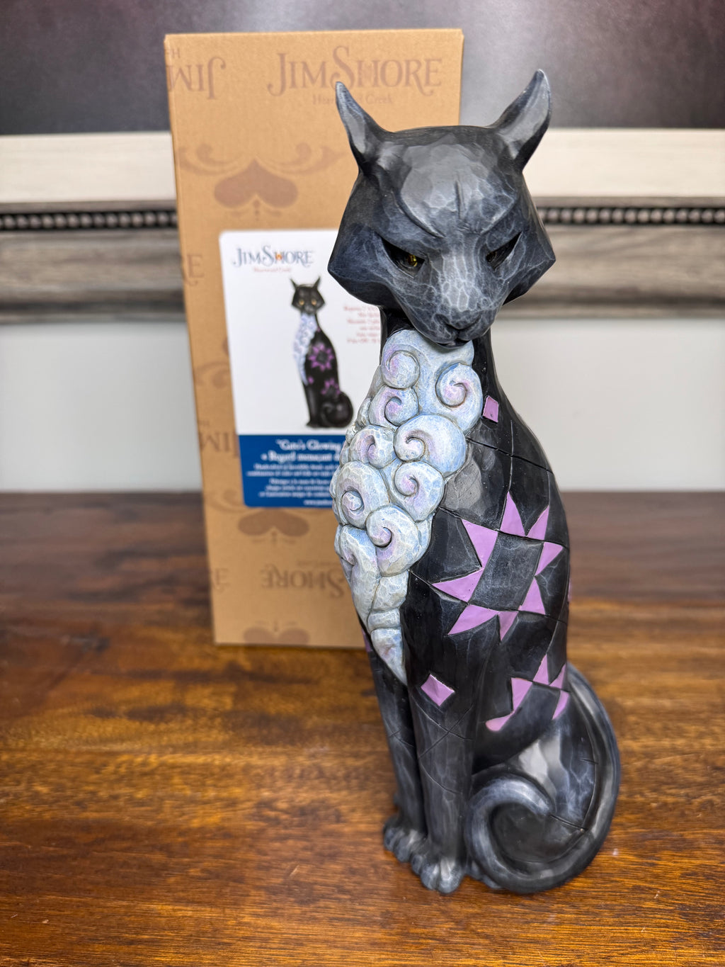 Jim Shore Heartwood Creek Black Cat w/ LED Glowing Eyes “ Gato’s Glowing Gaze”