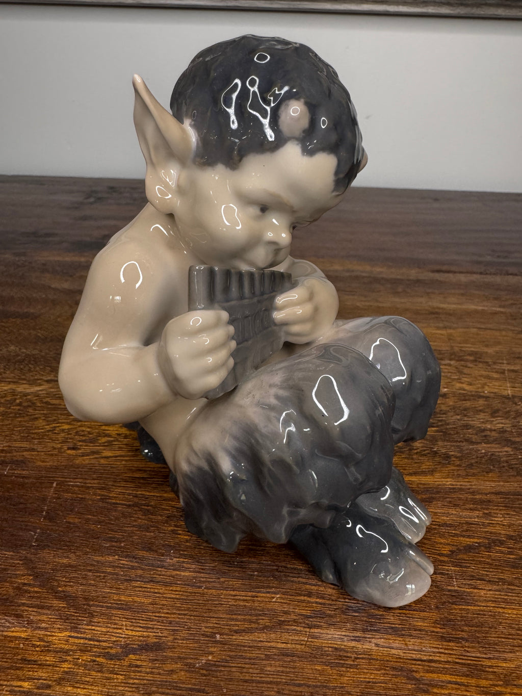 Antique Royal Copenhagen Faun Playing a Pan Flute Figurine
