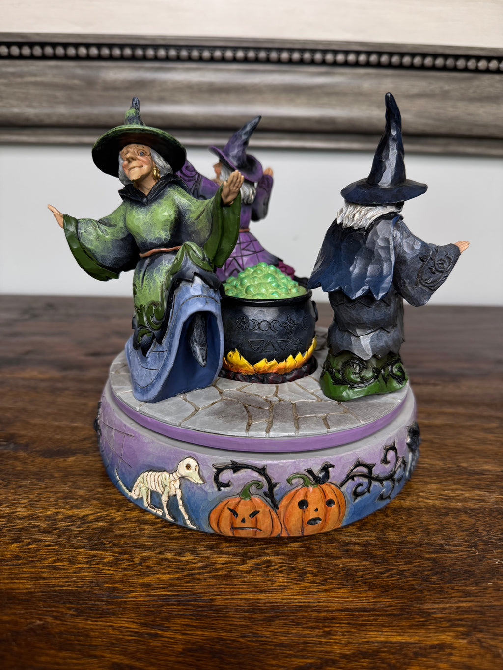 Jim Shore “A Haunting We Will Go” Rotating Witches and Cauldron Figurine