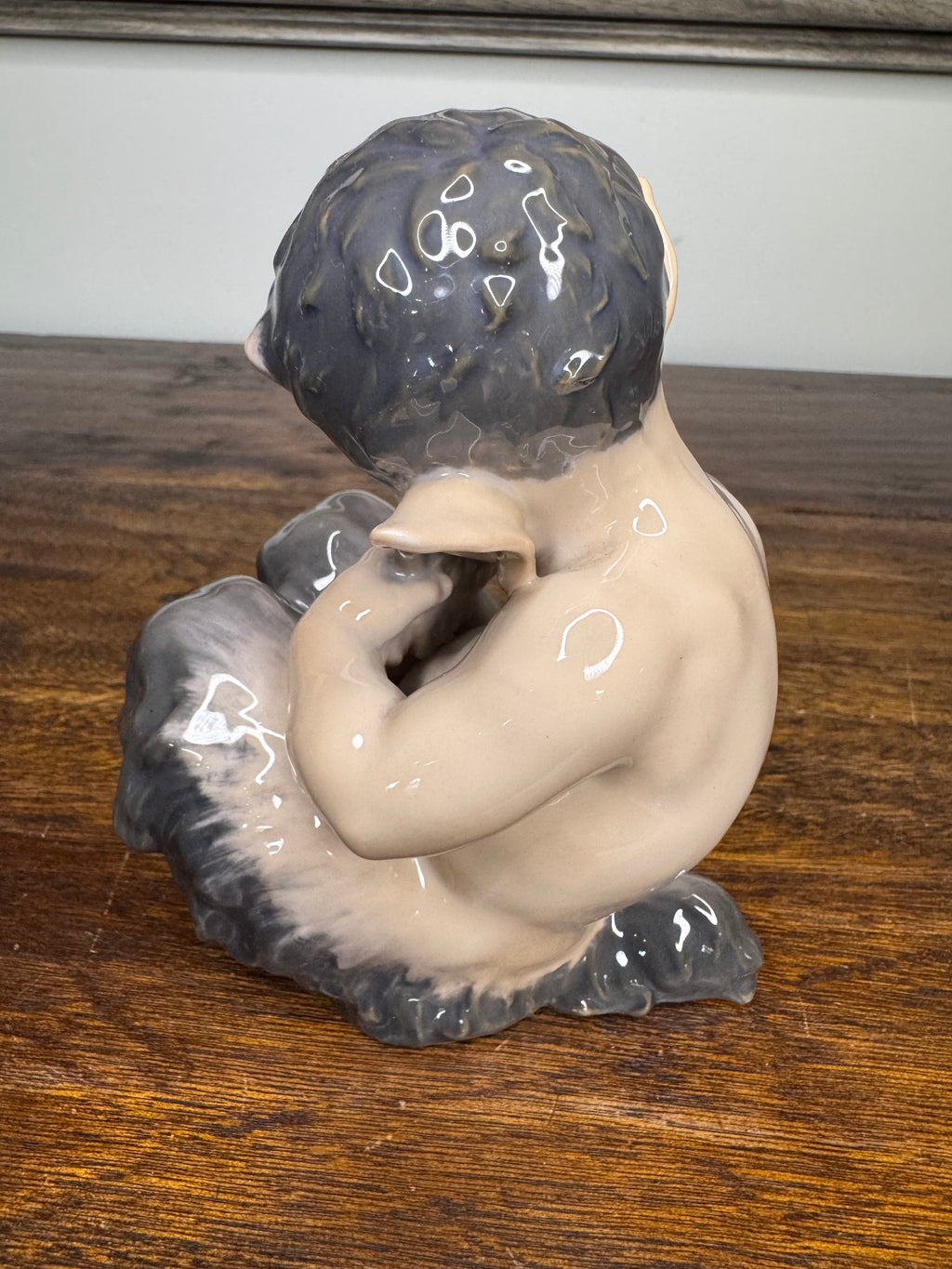 Antique Royal Copenhagen Faun Playing a Pan Flute Figurine