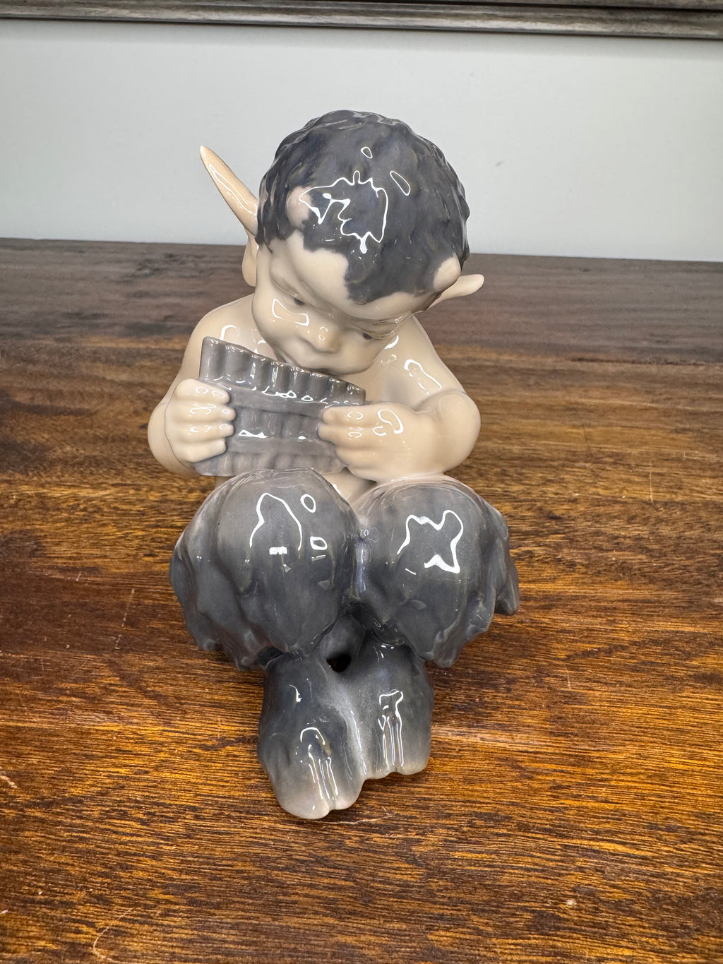 Antique Royal Copenhagen Faun Playing a Pan Flute Figurine