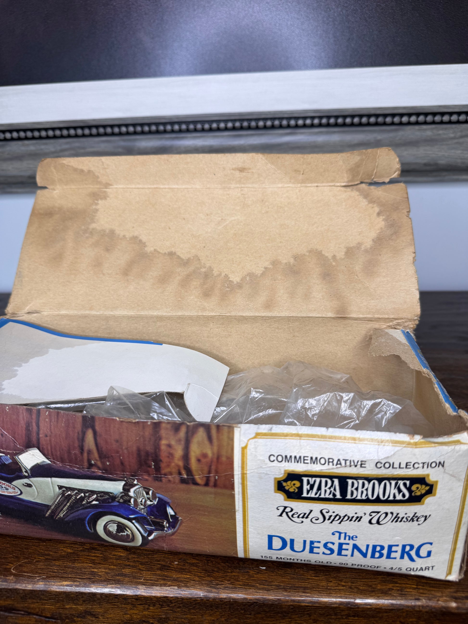 Vintage 1971 Ezra Brooks Duesenberg Decanter w/ Original Box