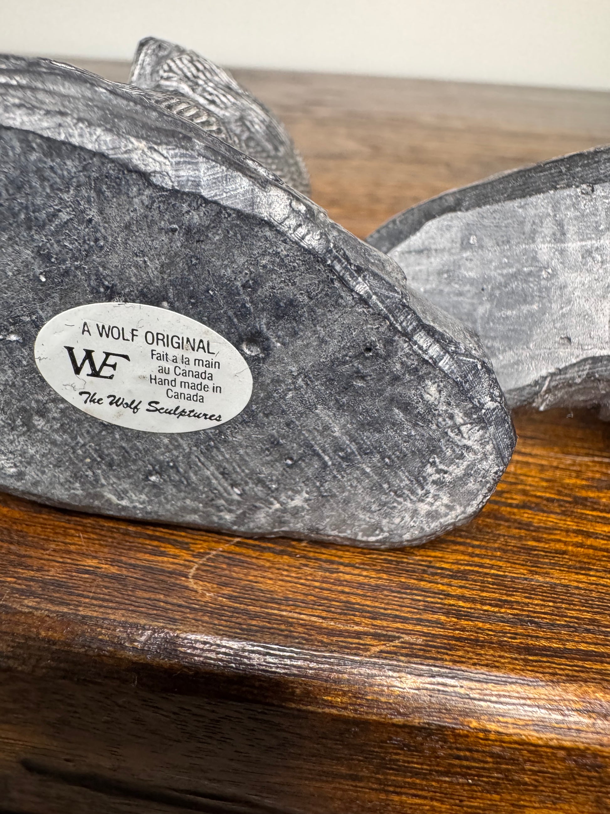 Set of 2 Soapstone Like Beavers by A Wolf Sculpture Original Canada