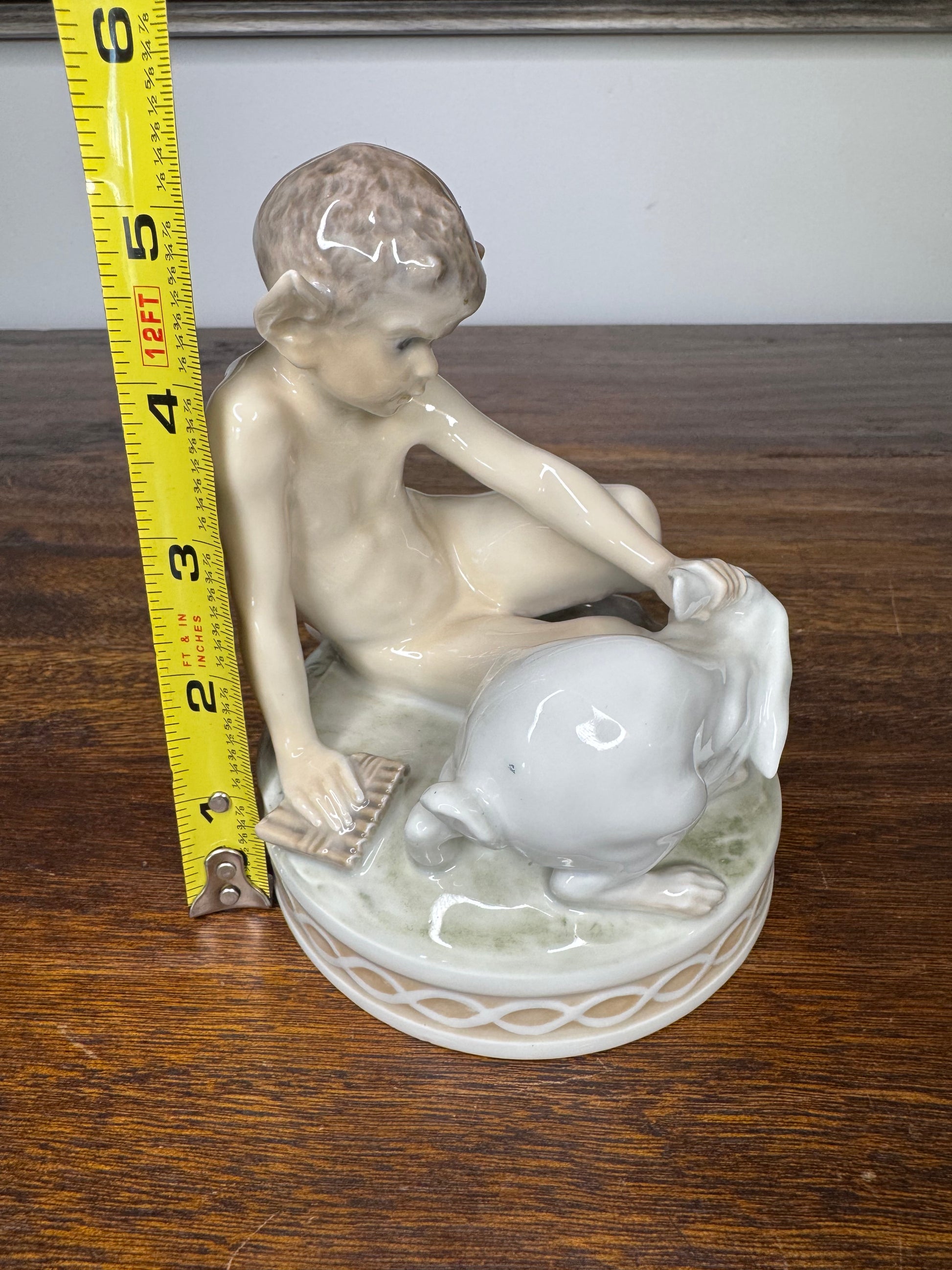 Vintage Royal Copenhagen Faun with Bunny Figurine