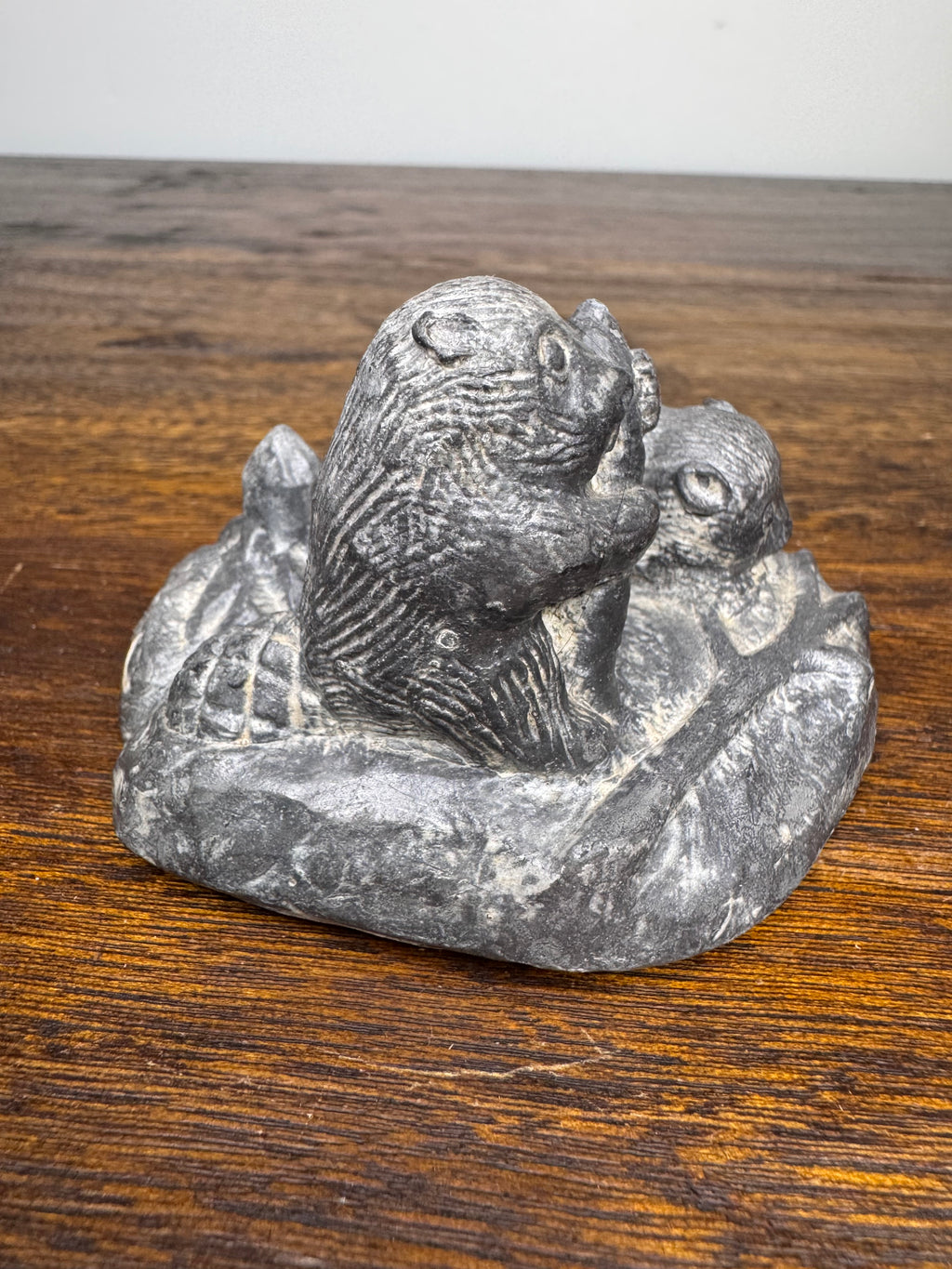 Inuit Soapstone Hand Carved Beaver Figurine