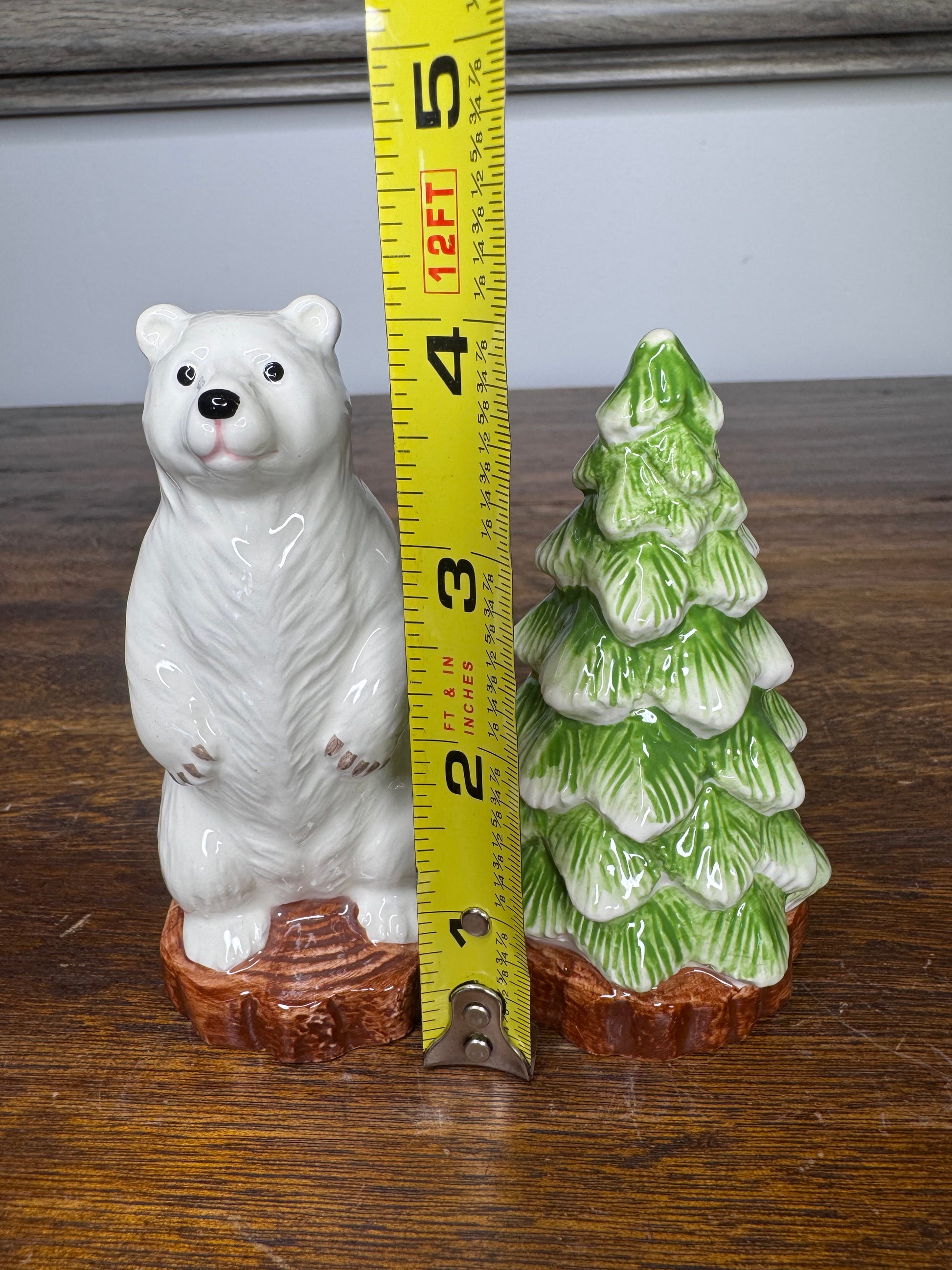 New w/ Box Polar Bear and Pine Tree Salt and Pepper Shaker Set