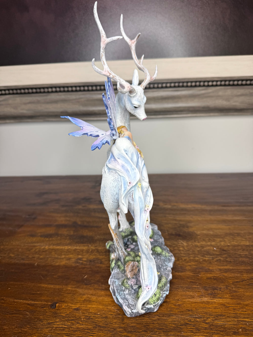 Stunning New w/Box Sleeping Fairy on White Stag