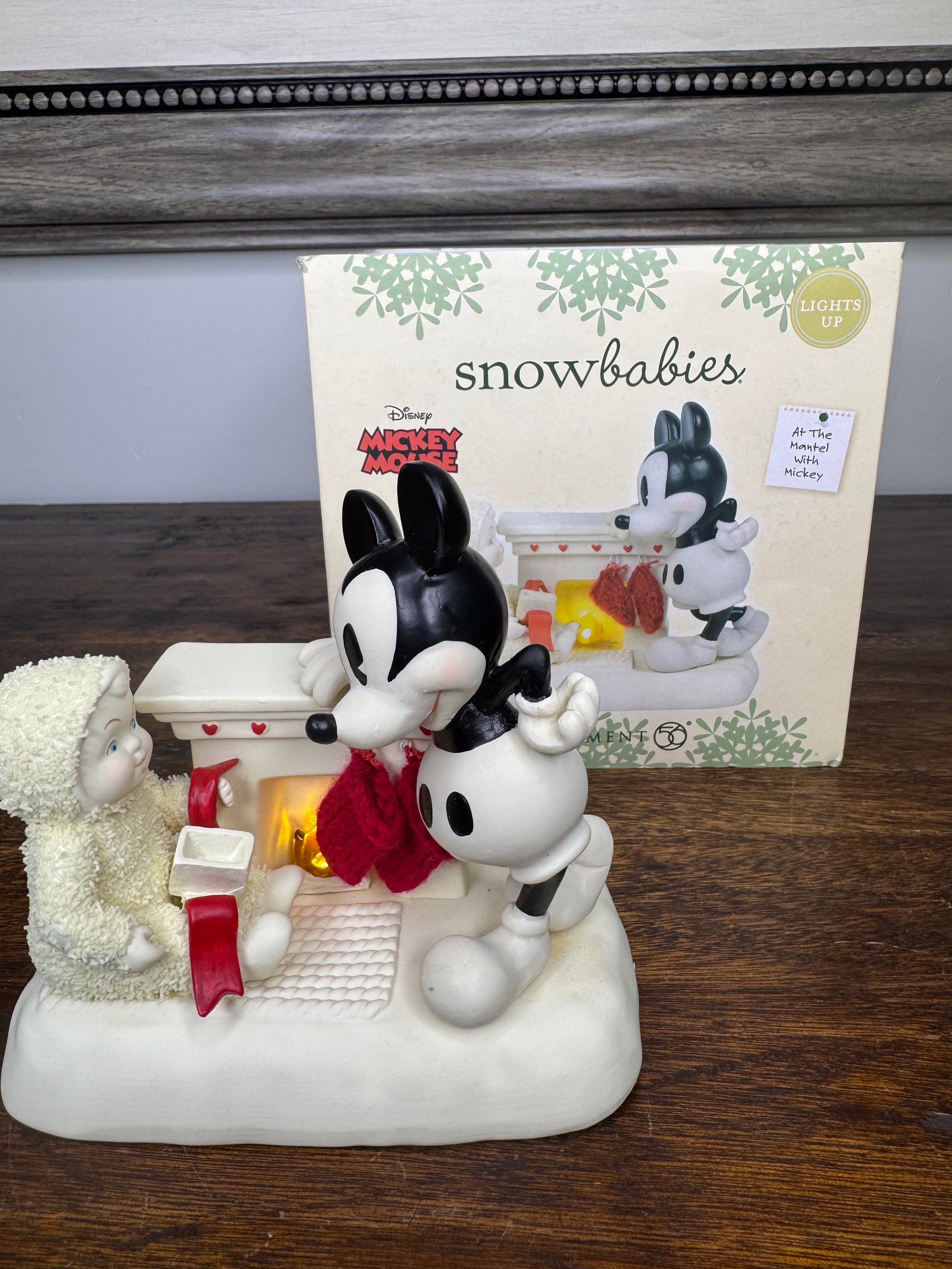 Dept 56 Snowbabies At The Mantle With Mickey Figurine w/ Box