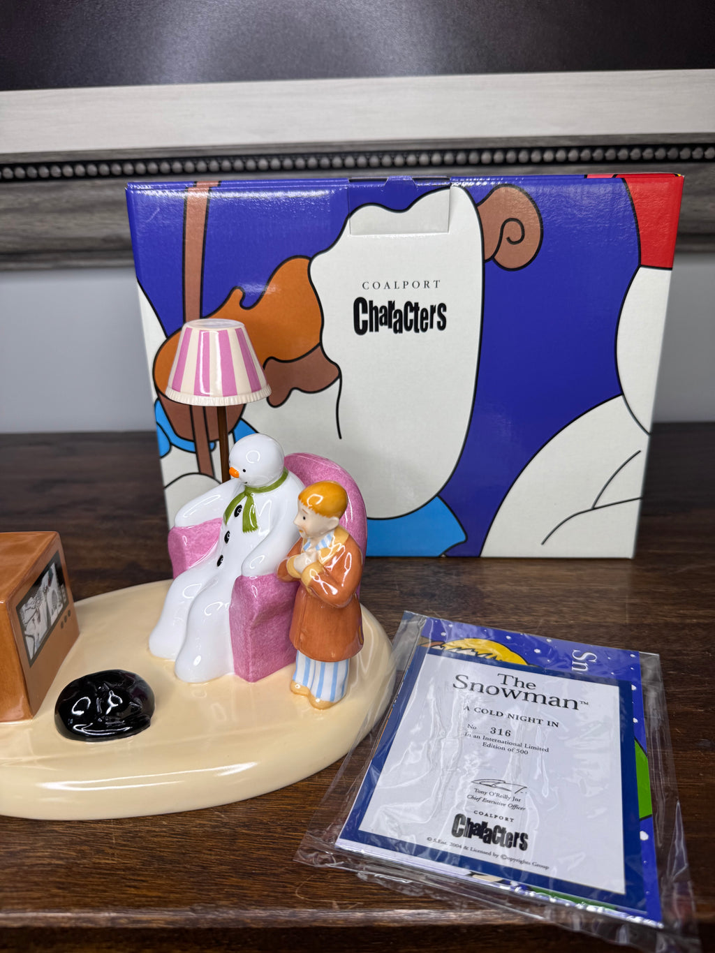 Coalport The Snowman "A Cold Night In" Figurine in Original Box RARE