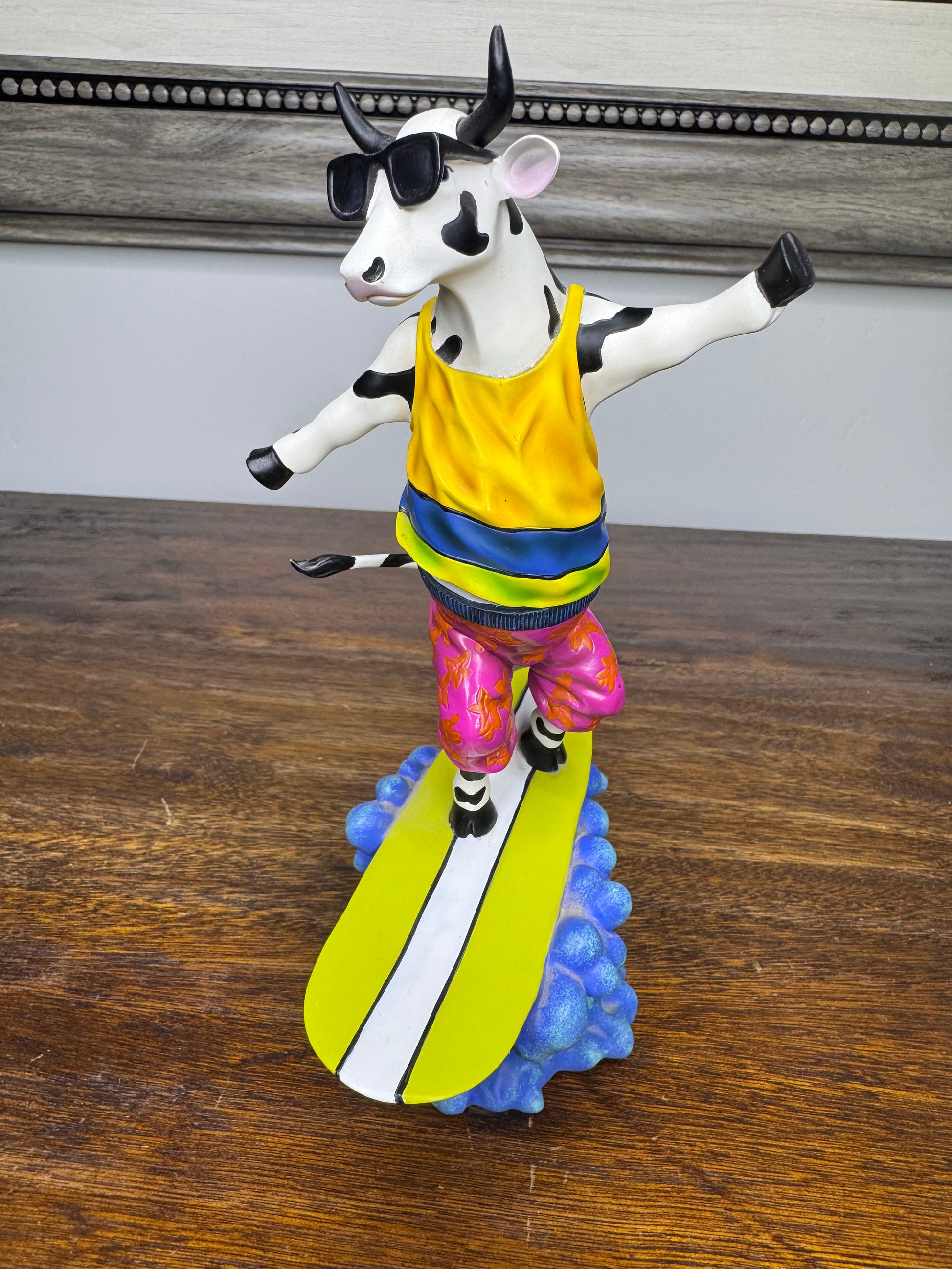 Cow Parade "Cowabunga" Surfing Cow Figurine w/Box